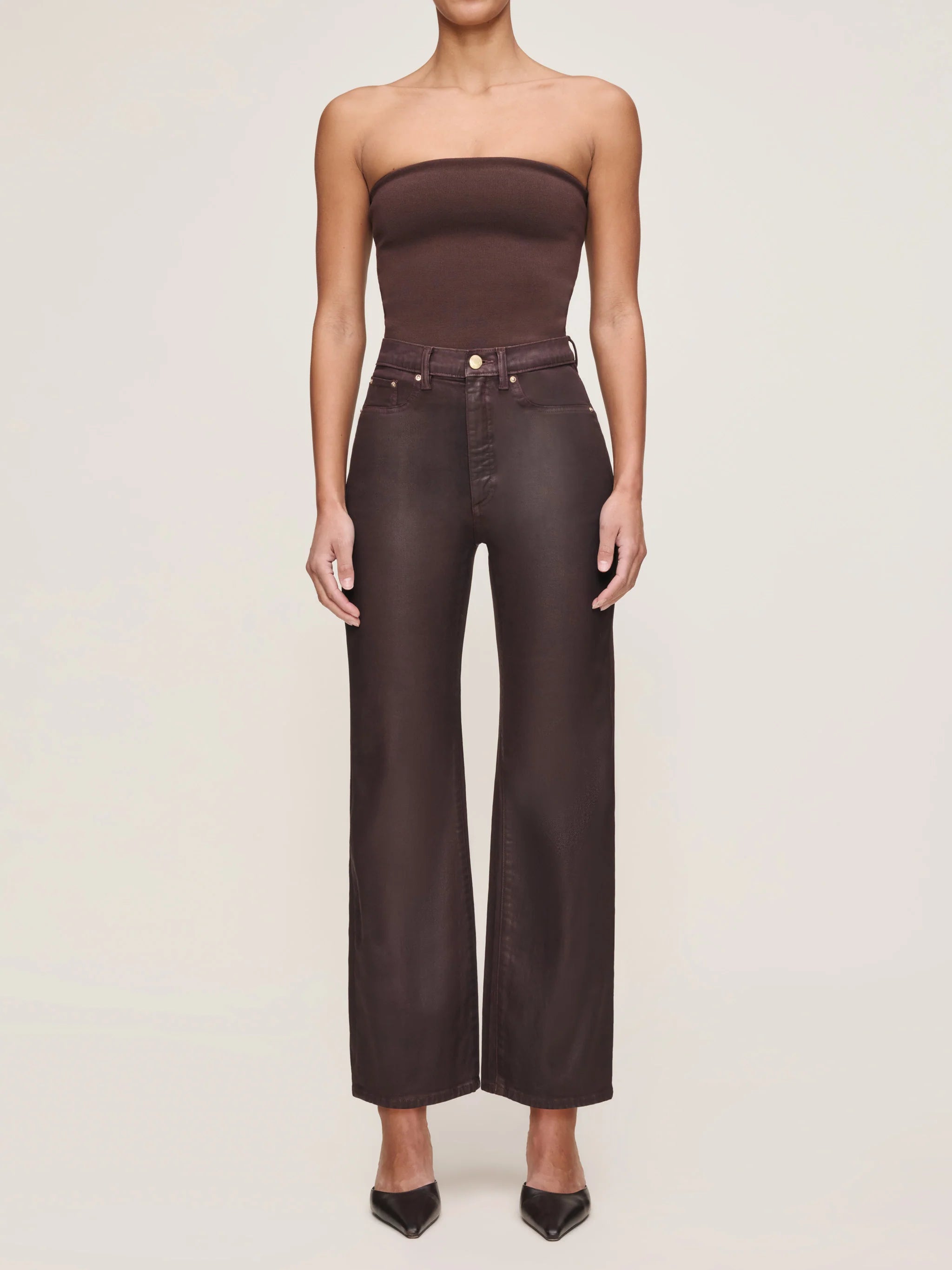 KARMINE REFINED WIDE LEG: HIGH RISE 28" - FIG COATED