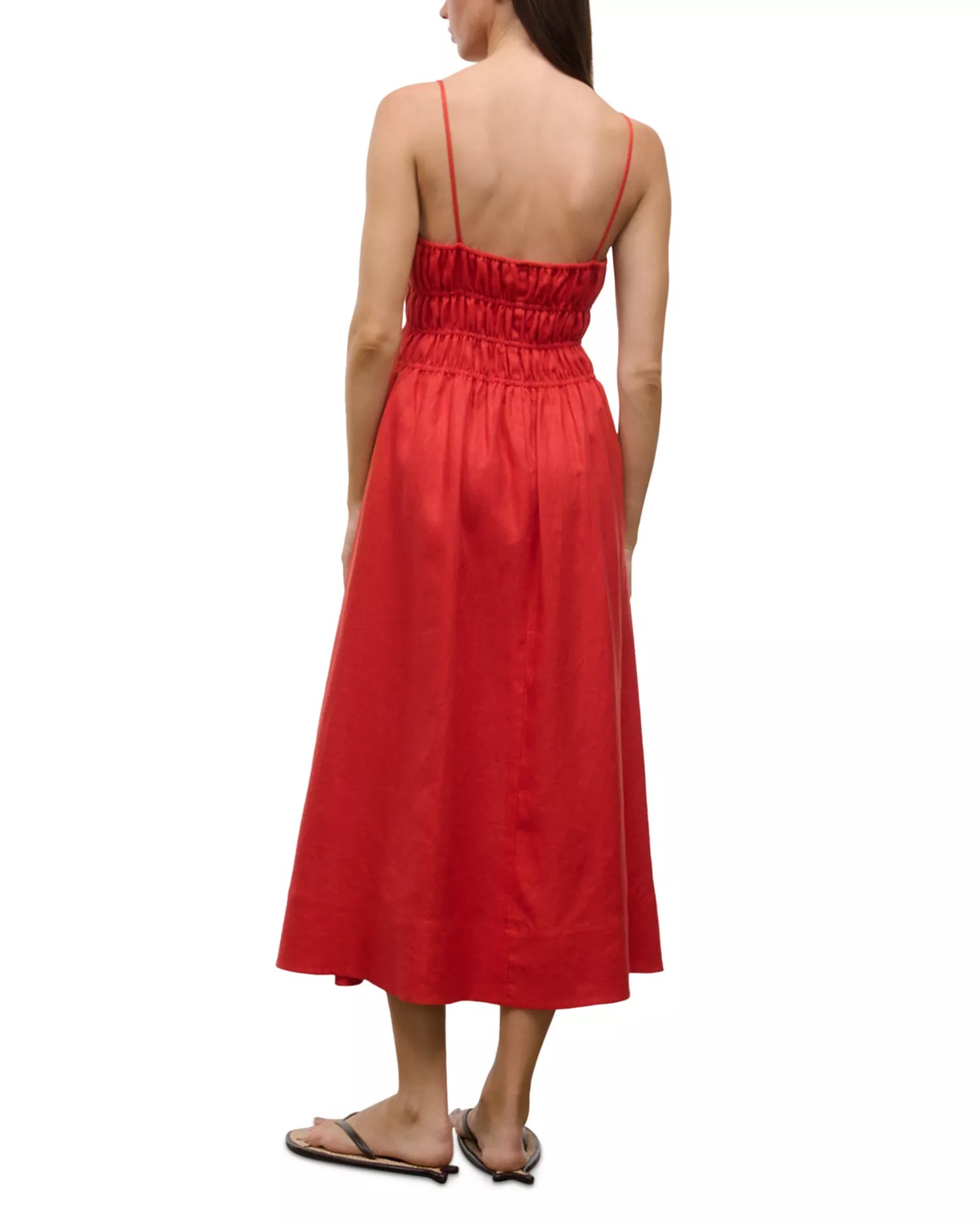 AYLA LINEN DRESS - TOMATO