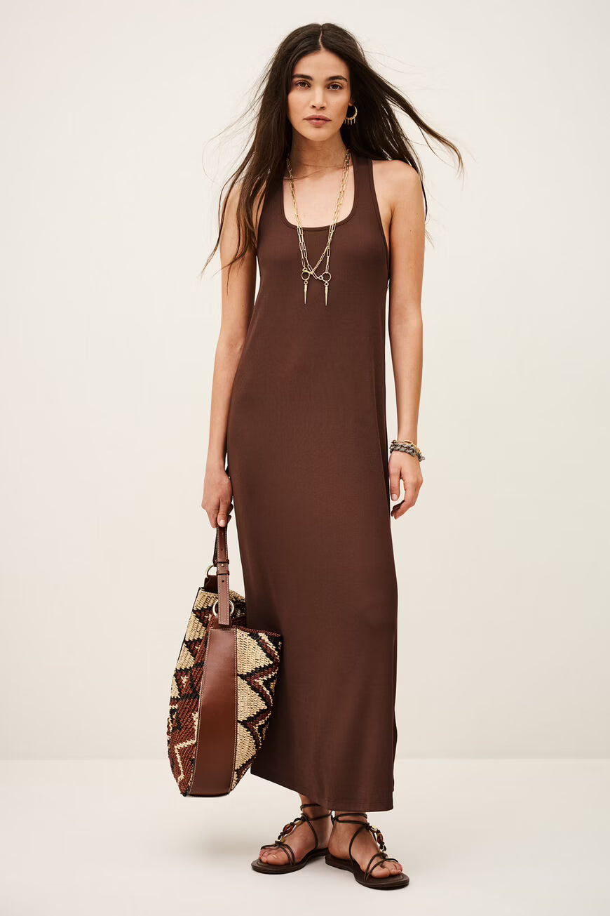 JERSEY MAXI DRESS NAORA - BROWN