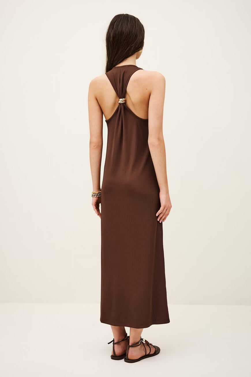 JERSEY MAXI DRESS NAORA - BROWN