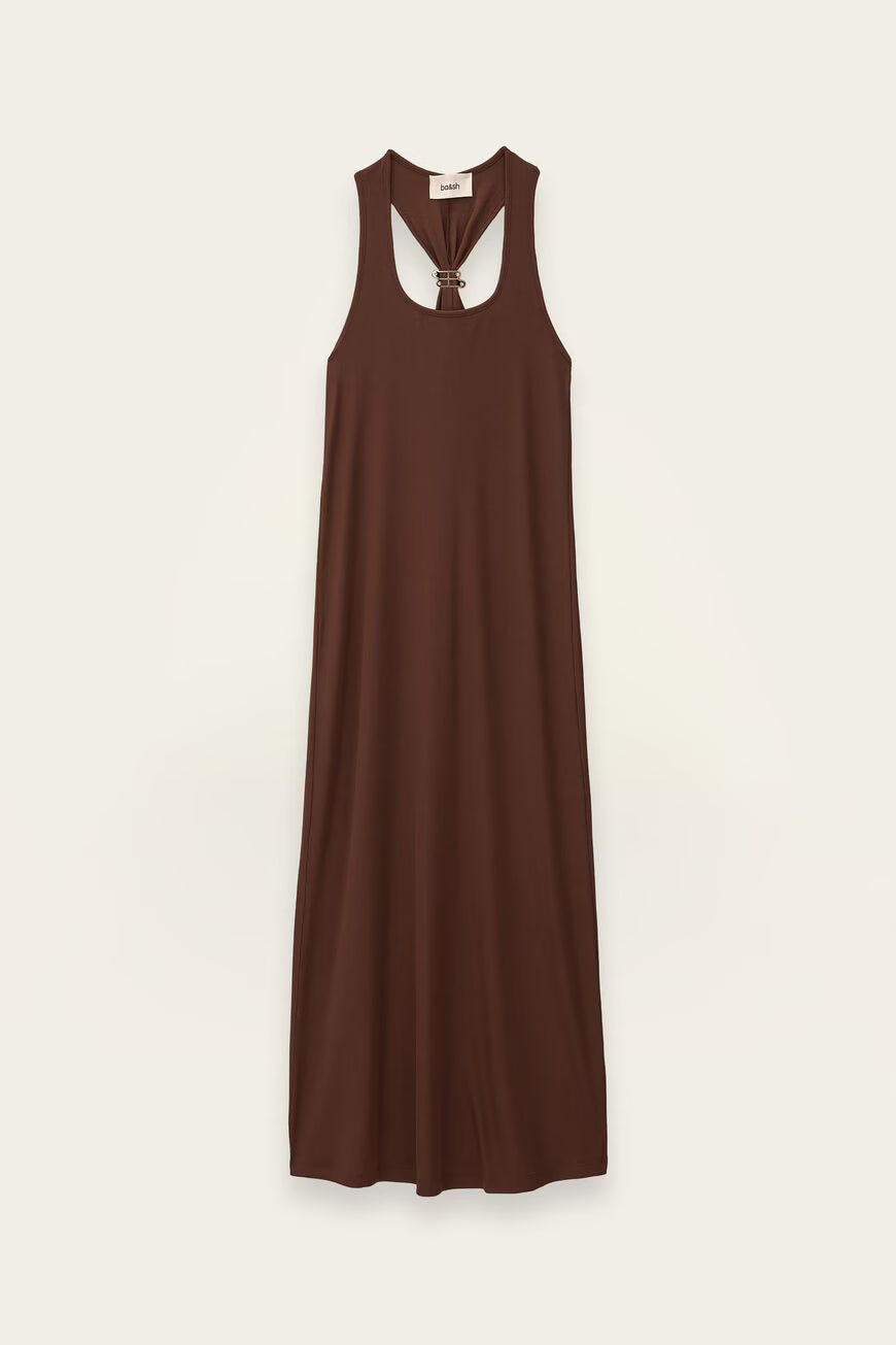 JERSEY MAXI DRESS NAORA - BROWN