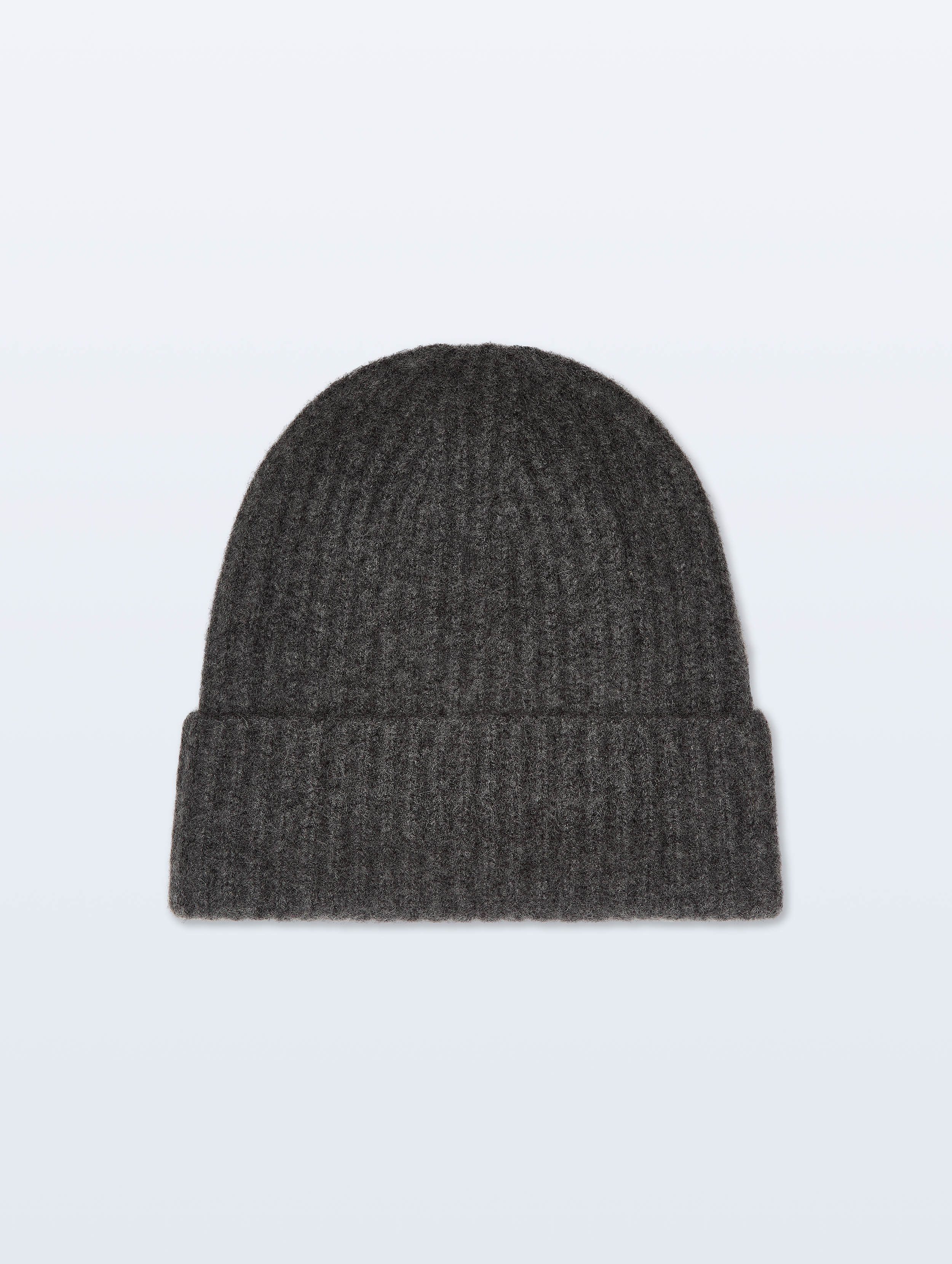CASHMERE LUXE RIB BEANIE - DARK SLATE HEATHER