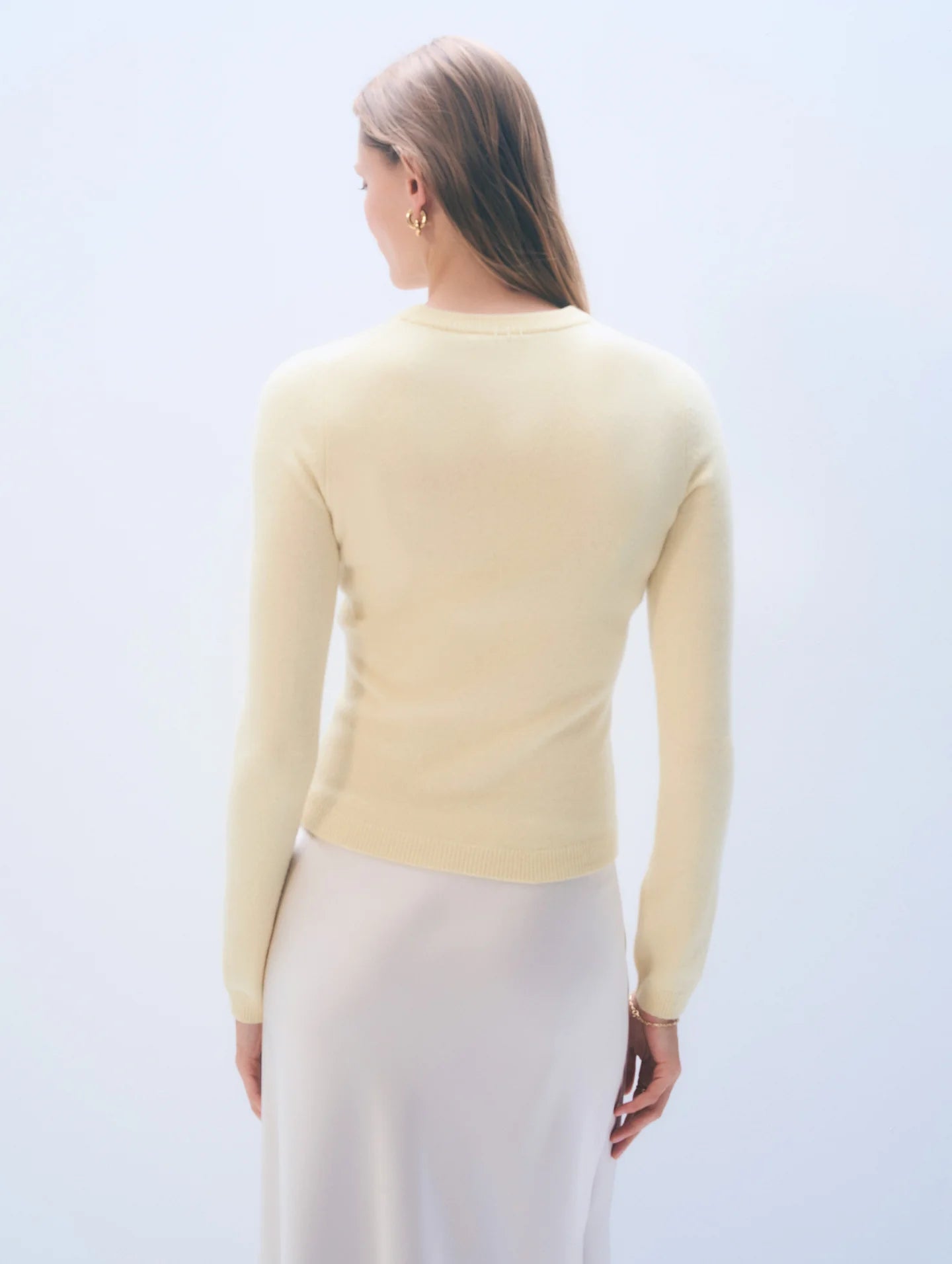 CASHMERE SLIM STRETCH CREWNECK - LEMONADE