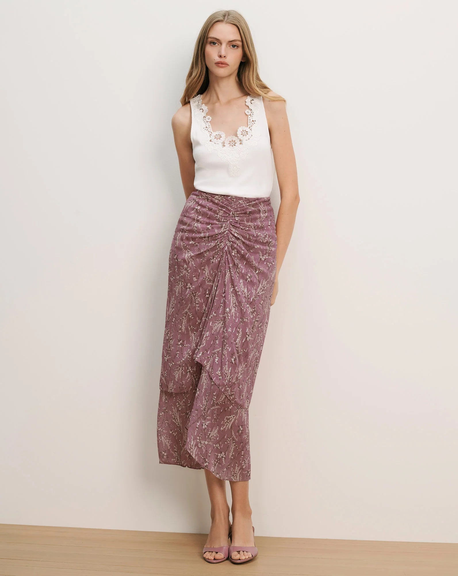 SIRA FLORAL MIDI SKIRT - ORCHID HAZE MULTI