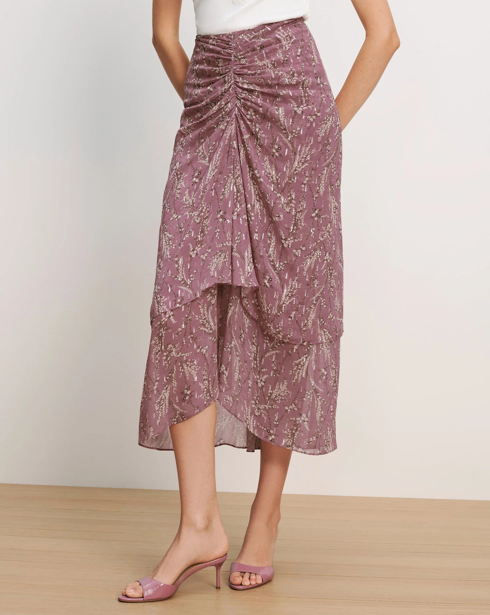 SIRA FLORAL MIDI SKIRT - ORCHID HAZE MULTI