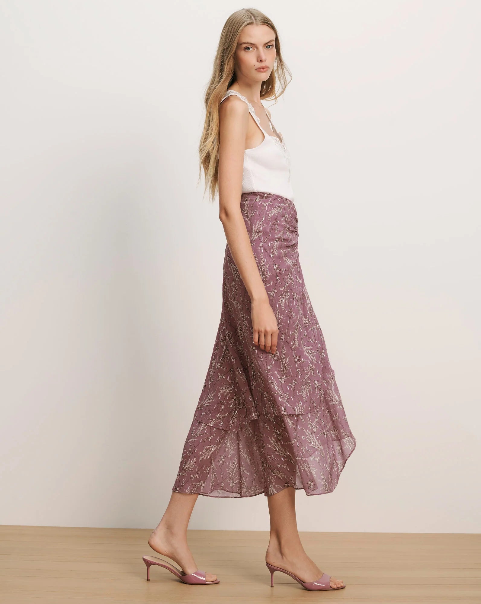 SIRA FLORAL MIDI SKIRT - ORCHID HAZE MULTI