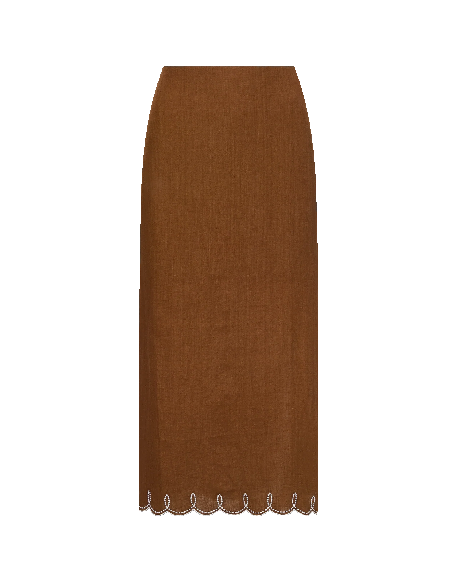 MALOU LINEN MIDI SKIRT - DEEP OCHRE