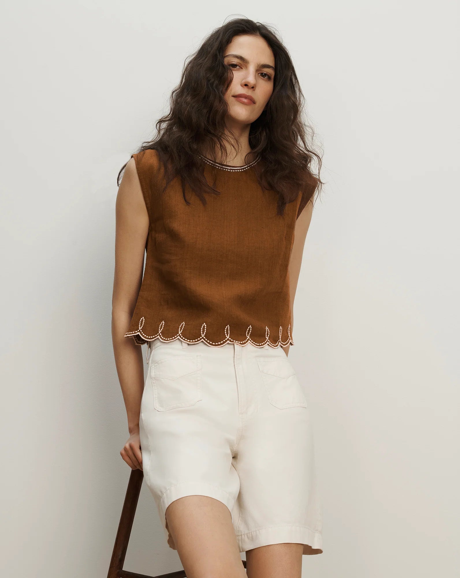KESSAN LINEN TOP - DEEP OCHRE