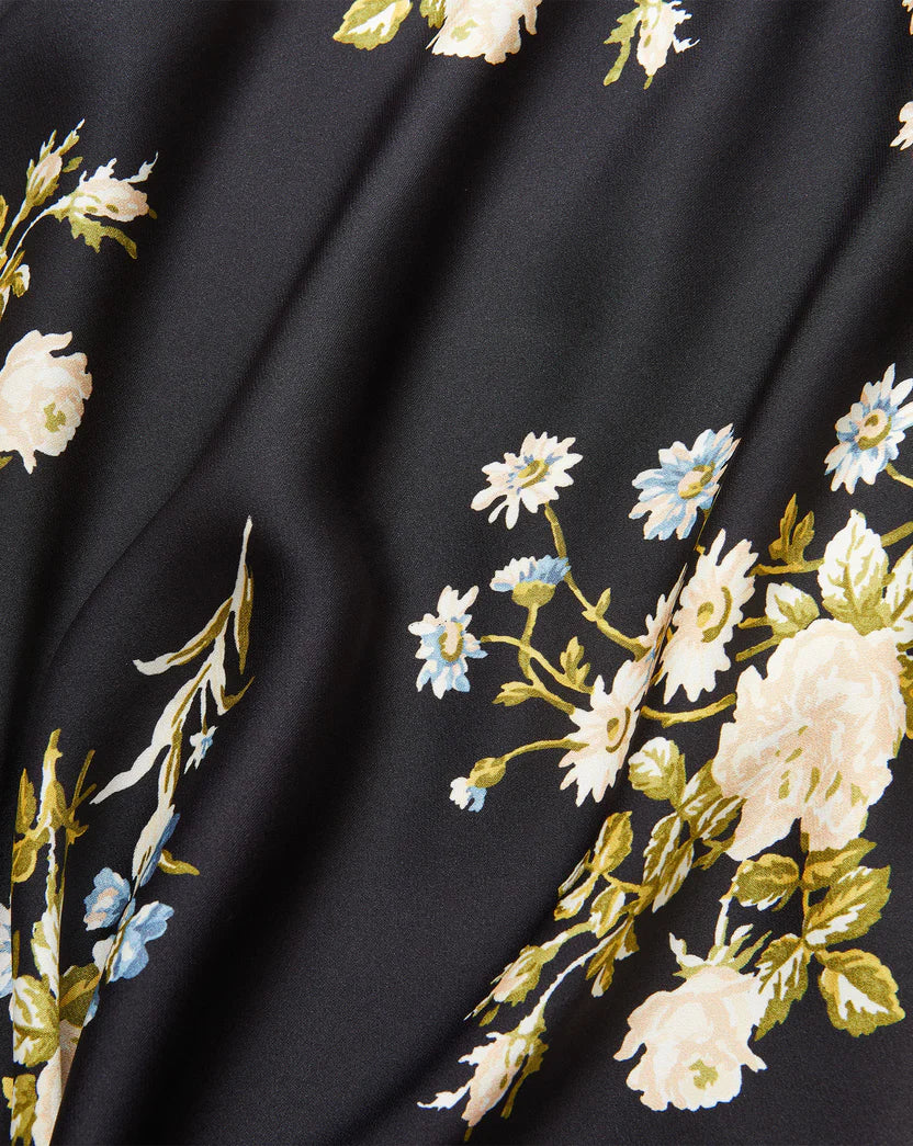 CLOVER FLORAL MIDI SKIRT - BLACK MULTI