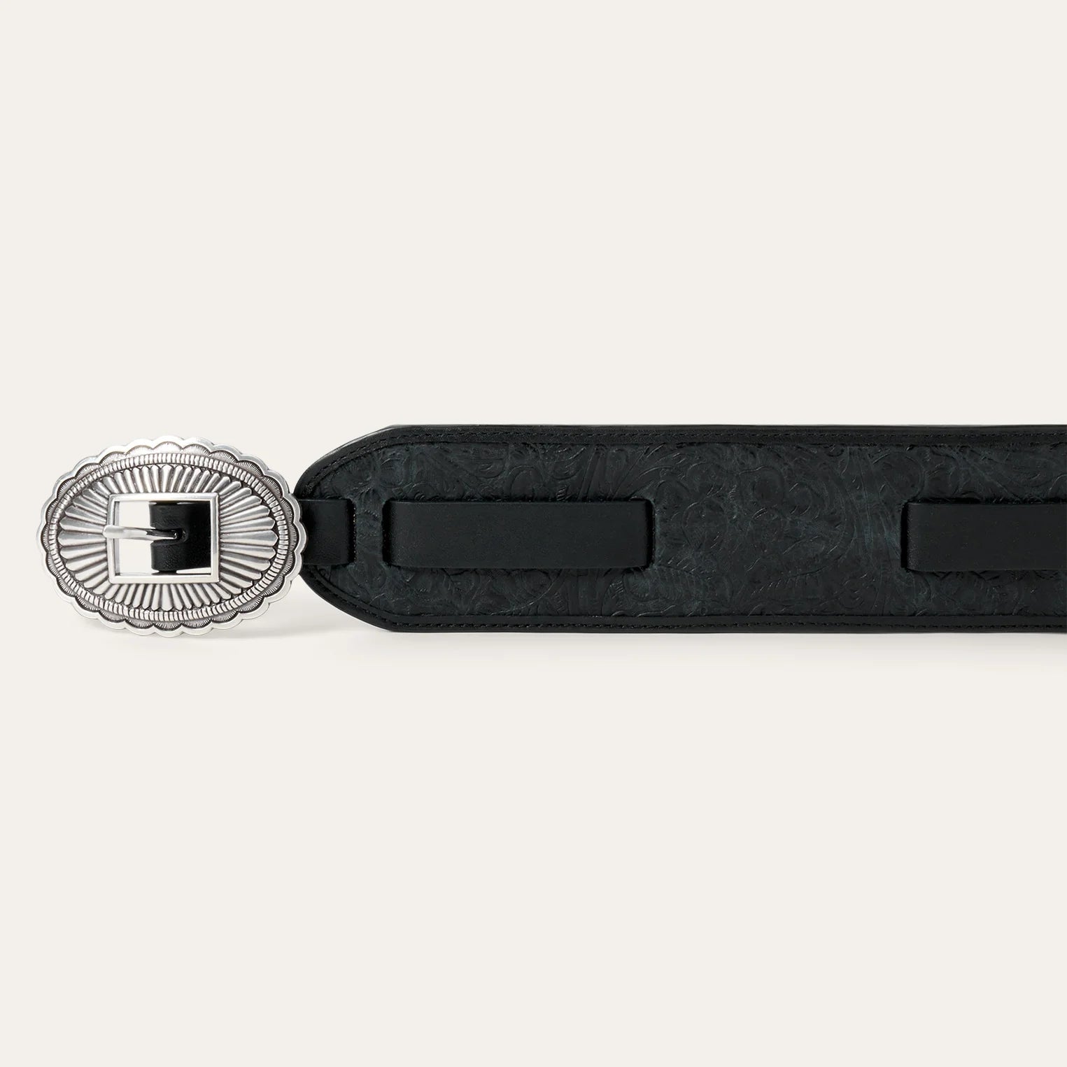 THE TOOLED WAIST BELT - BLACK WITH SILVER