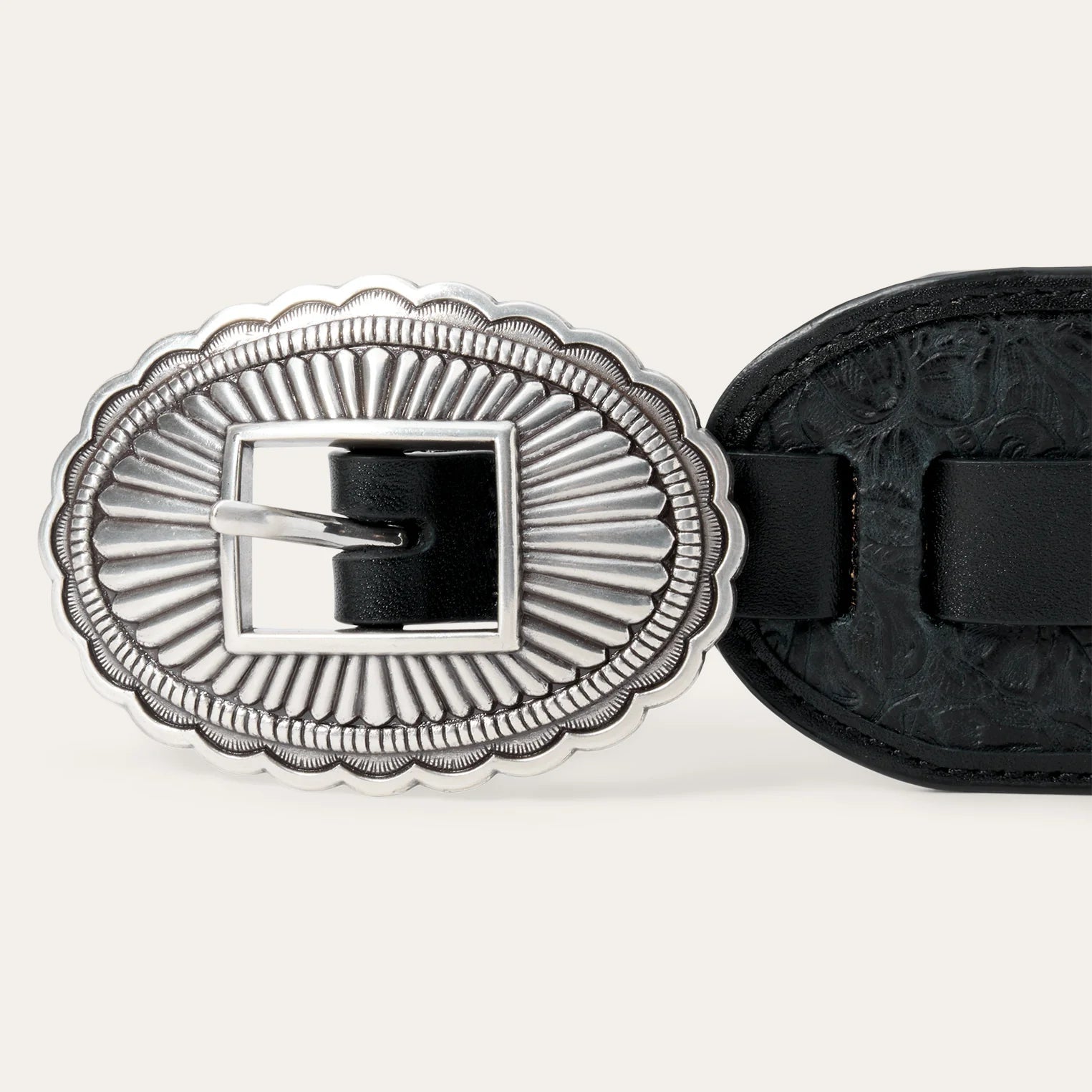 THE TOOLED WAIST BELT - BLACK WITH SILVER