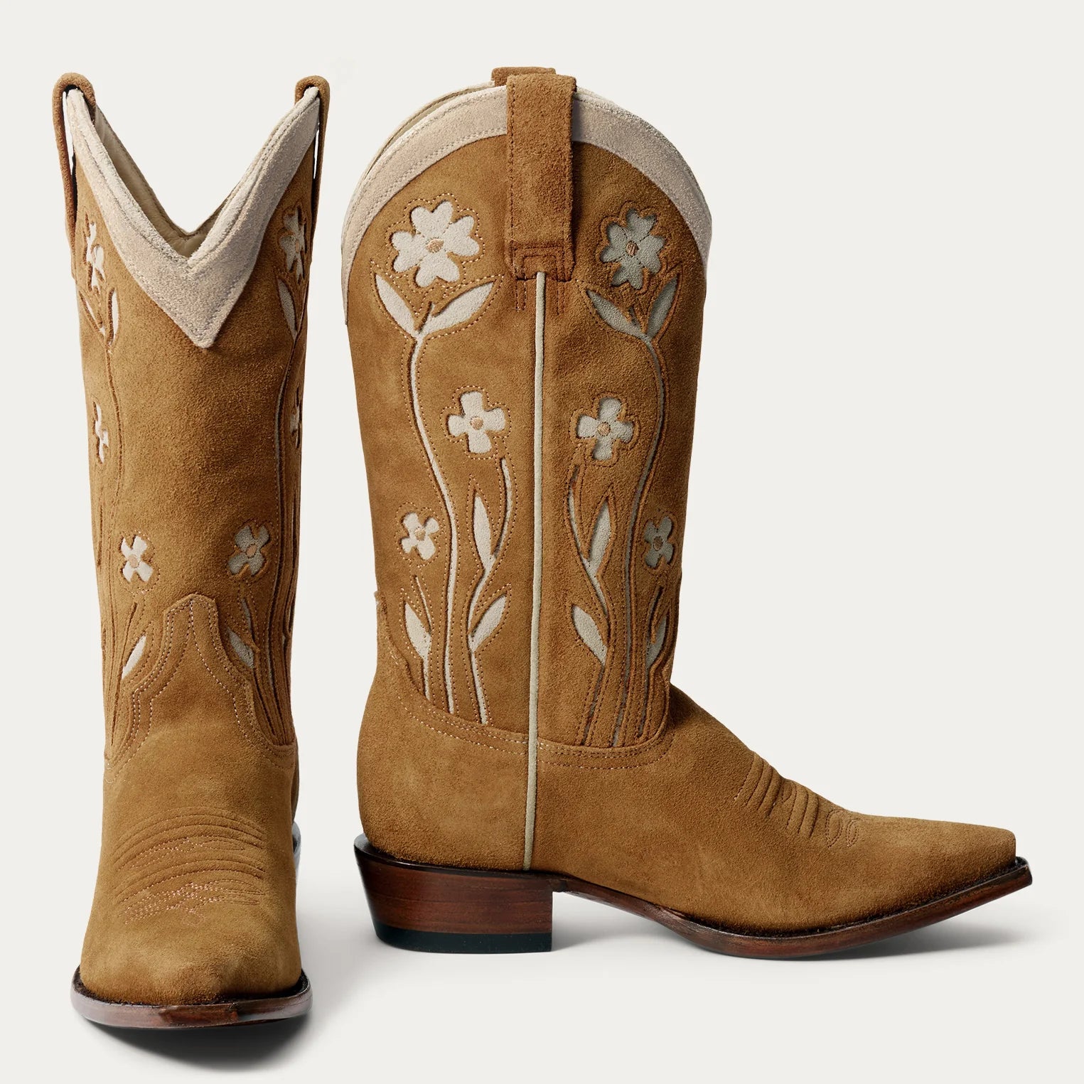 THE SUEDE FLORAL COWBOY BOOT - TAN FLORAL