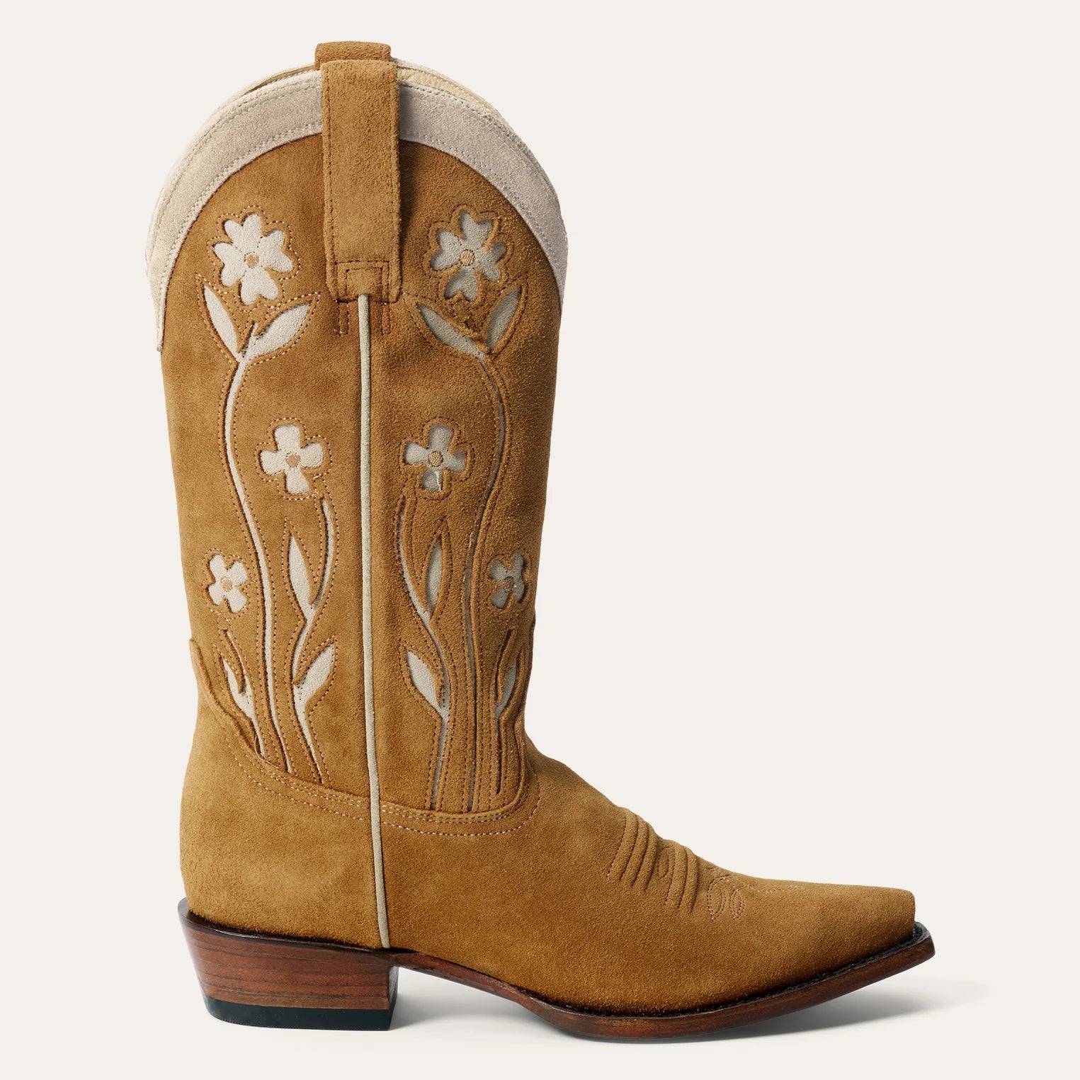 THE SUEDE FLORAL COWBOY BOOT - TAN FLORAL
