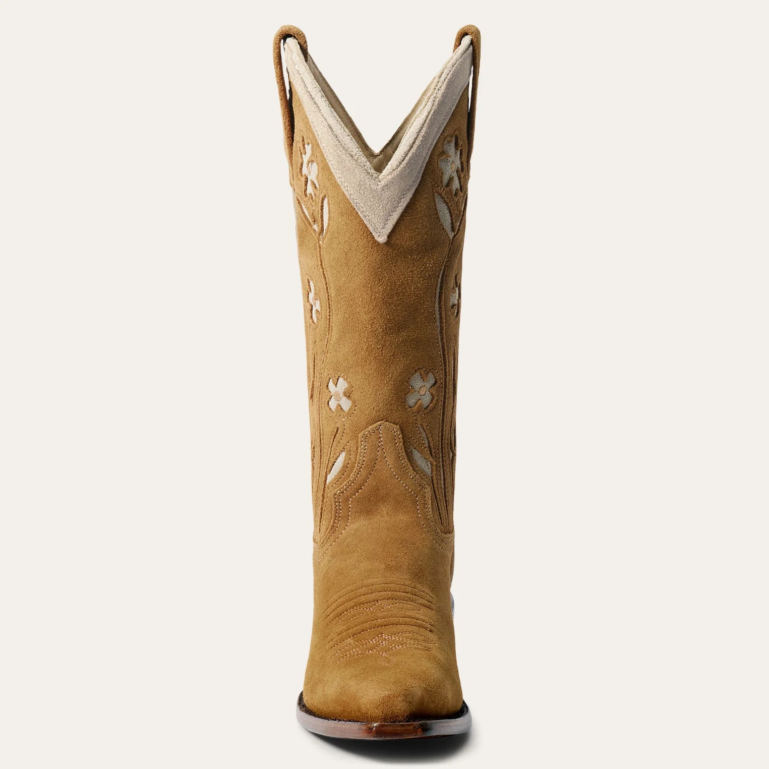 THE SUEDE FLORAL COWBOY BOOT - TAN FLORAL