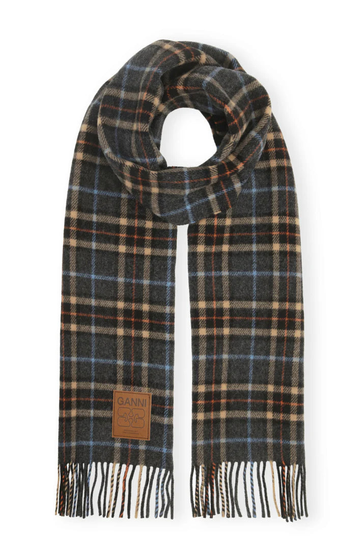 DOUBLE FACE WOOL CHECK SCARF