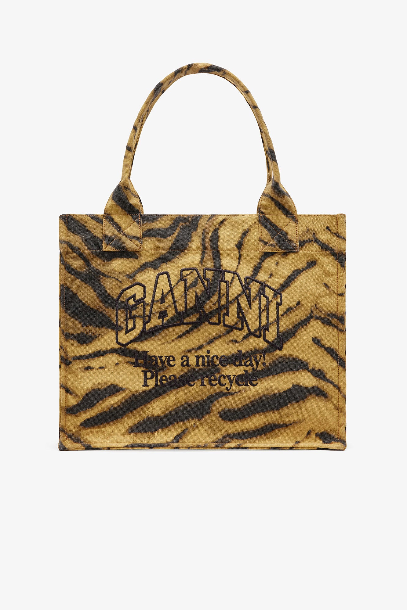 KHAKI ZEBRA PRINT LARGE TOTE
