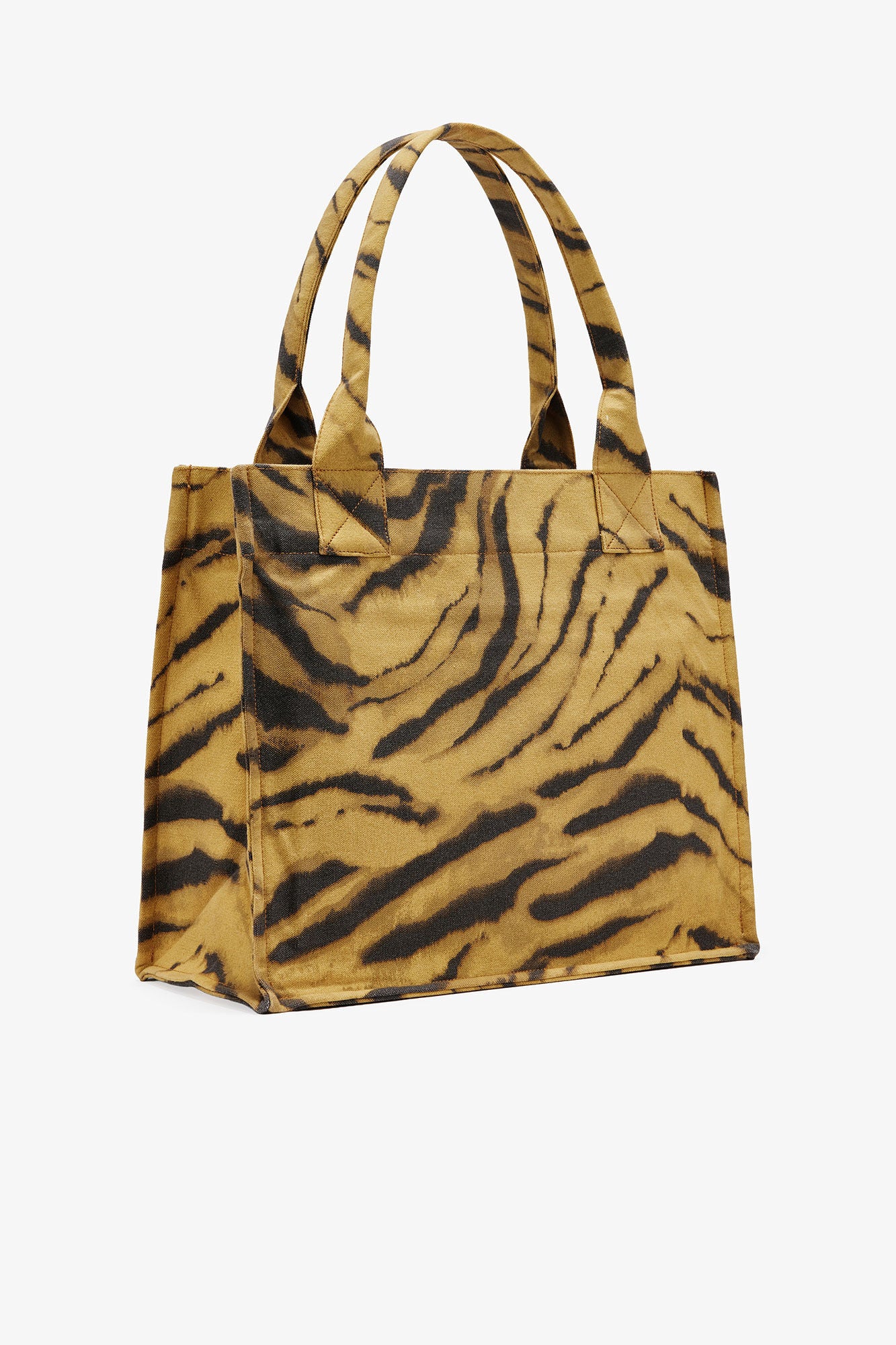 KHAKI ZEBRA PRINT LARGE TOTE