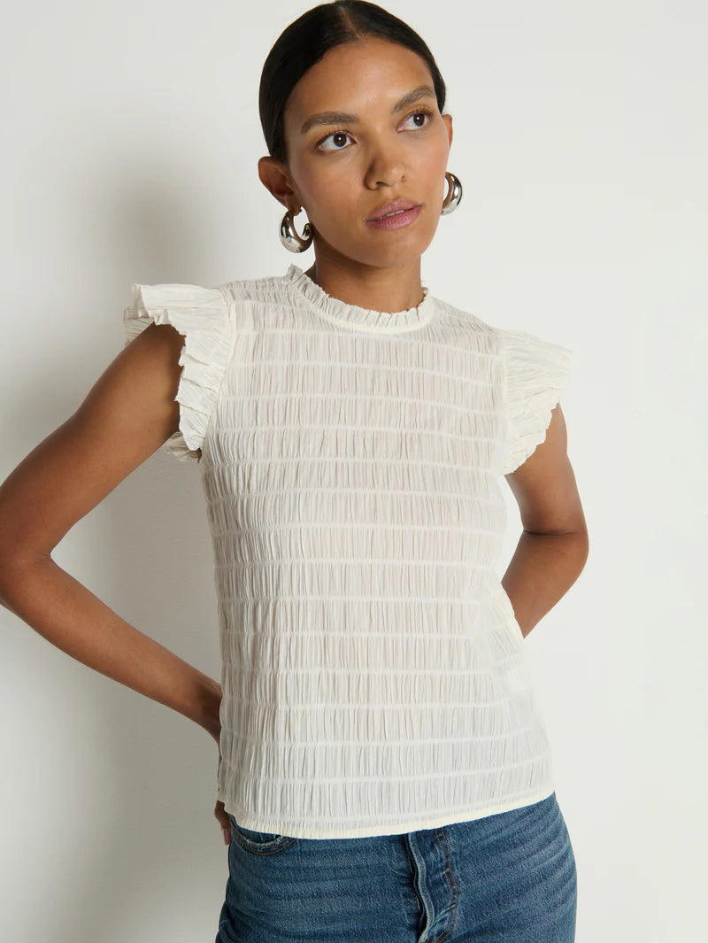 ASHLEY RUFFLE TANK - PORCELAIN