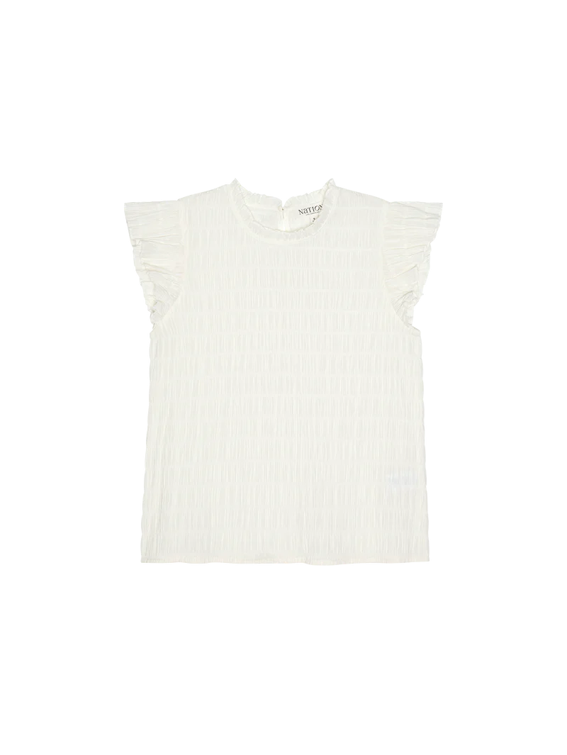 ASHLEY RUFFLE TANK - PORCELAIN