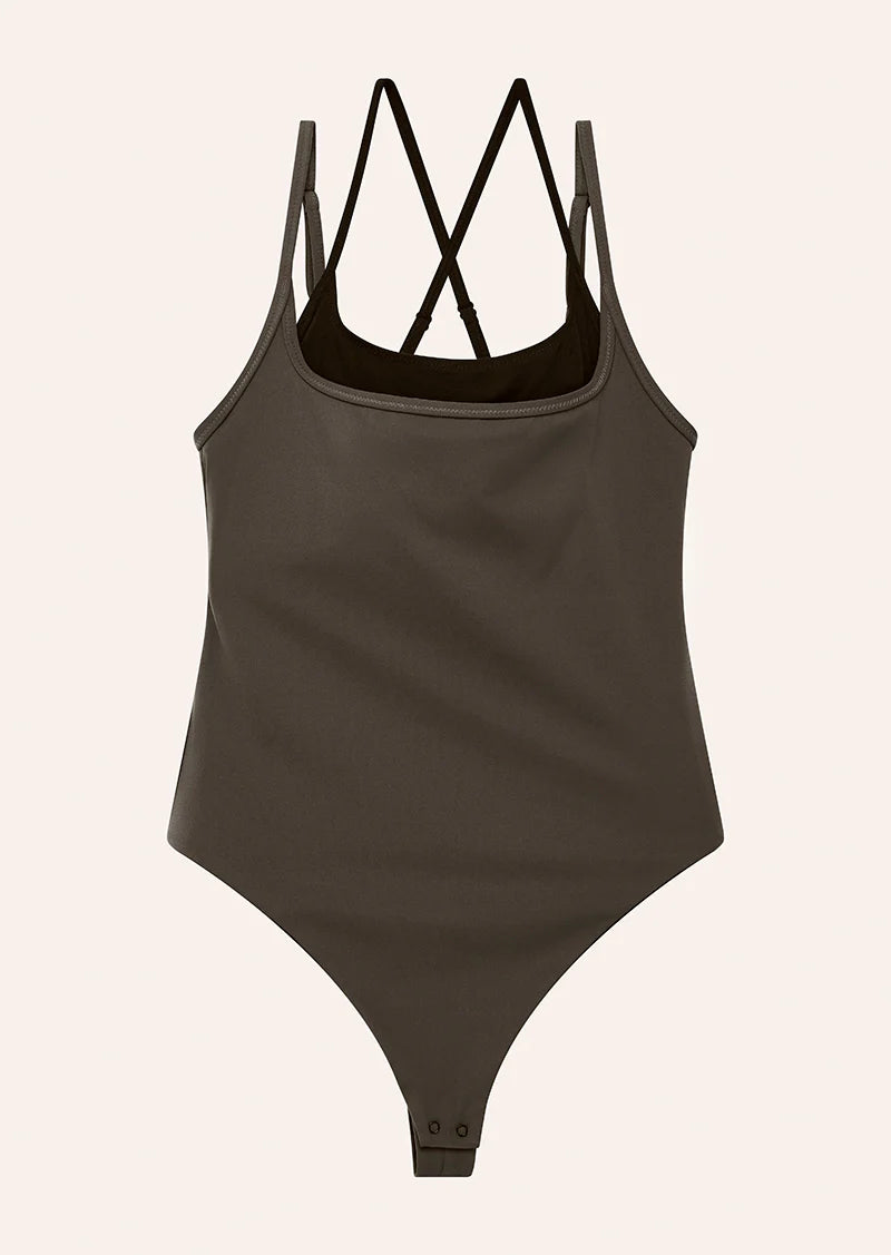 DISTORTION BODYSUIT IN TARMAC