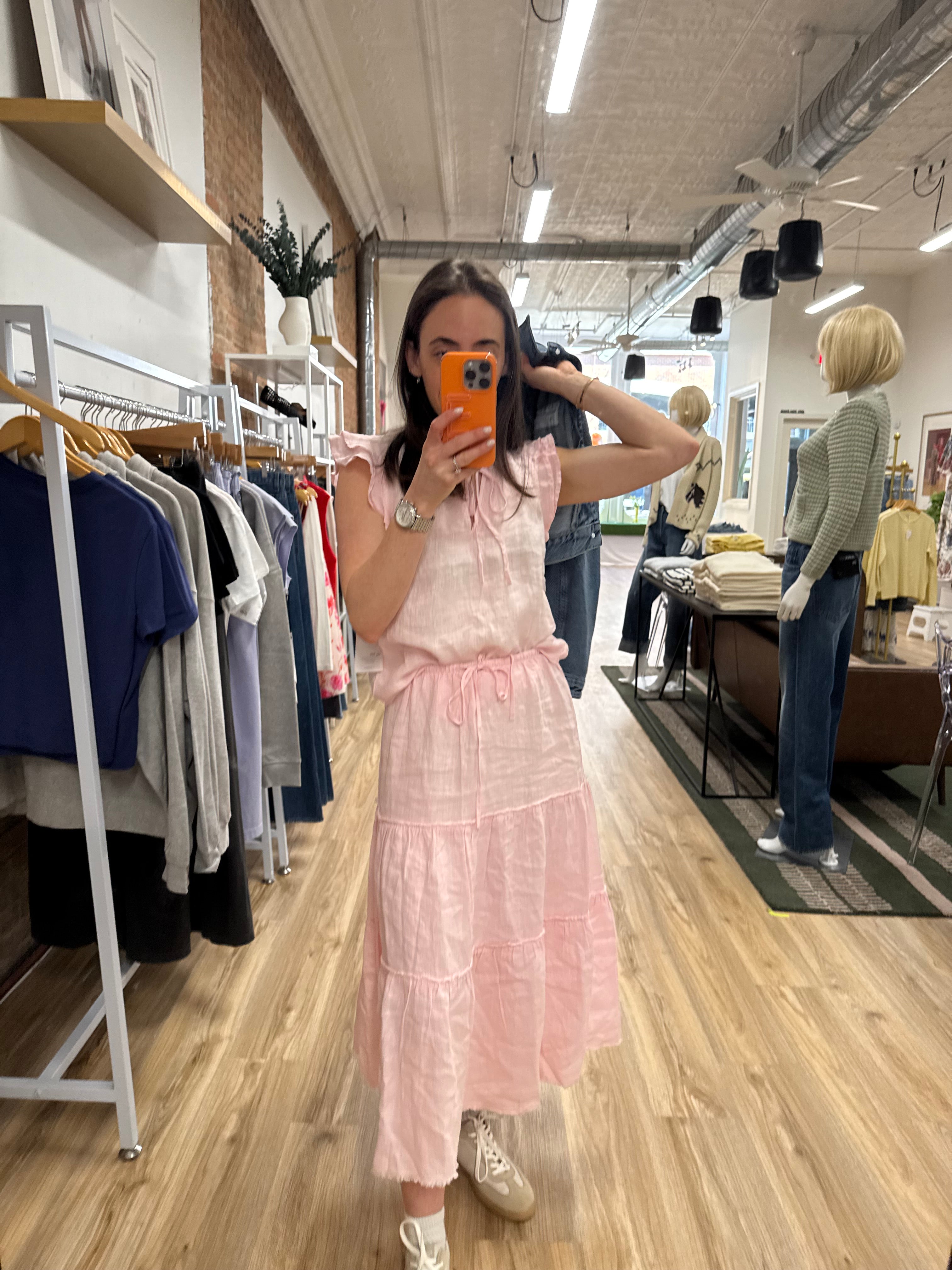 FRAYED TIERED SKIRT