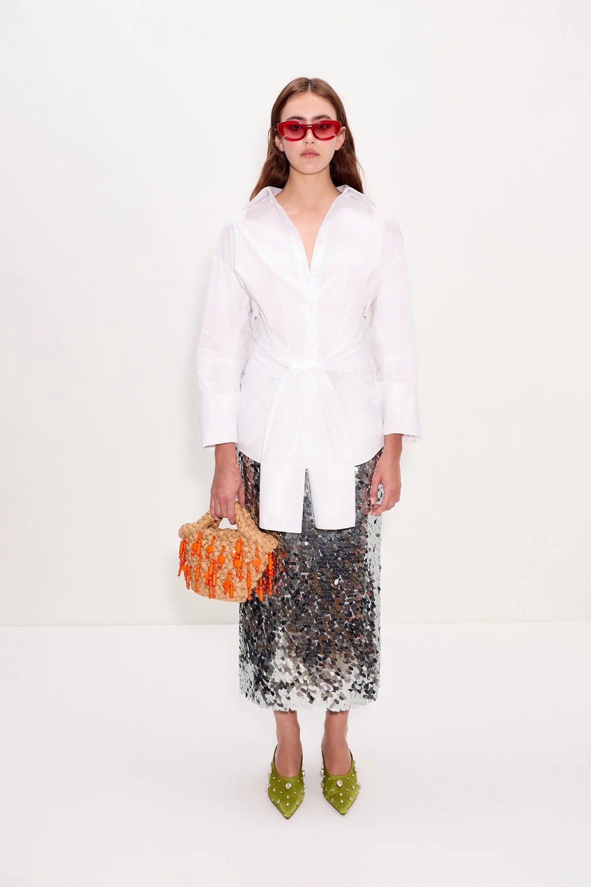 MIA SEQUIN SKIRT - SATELLITE SILVER