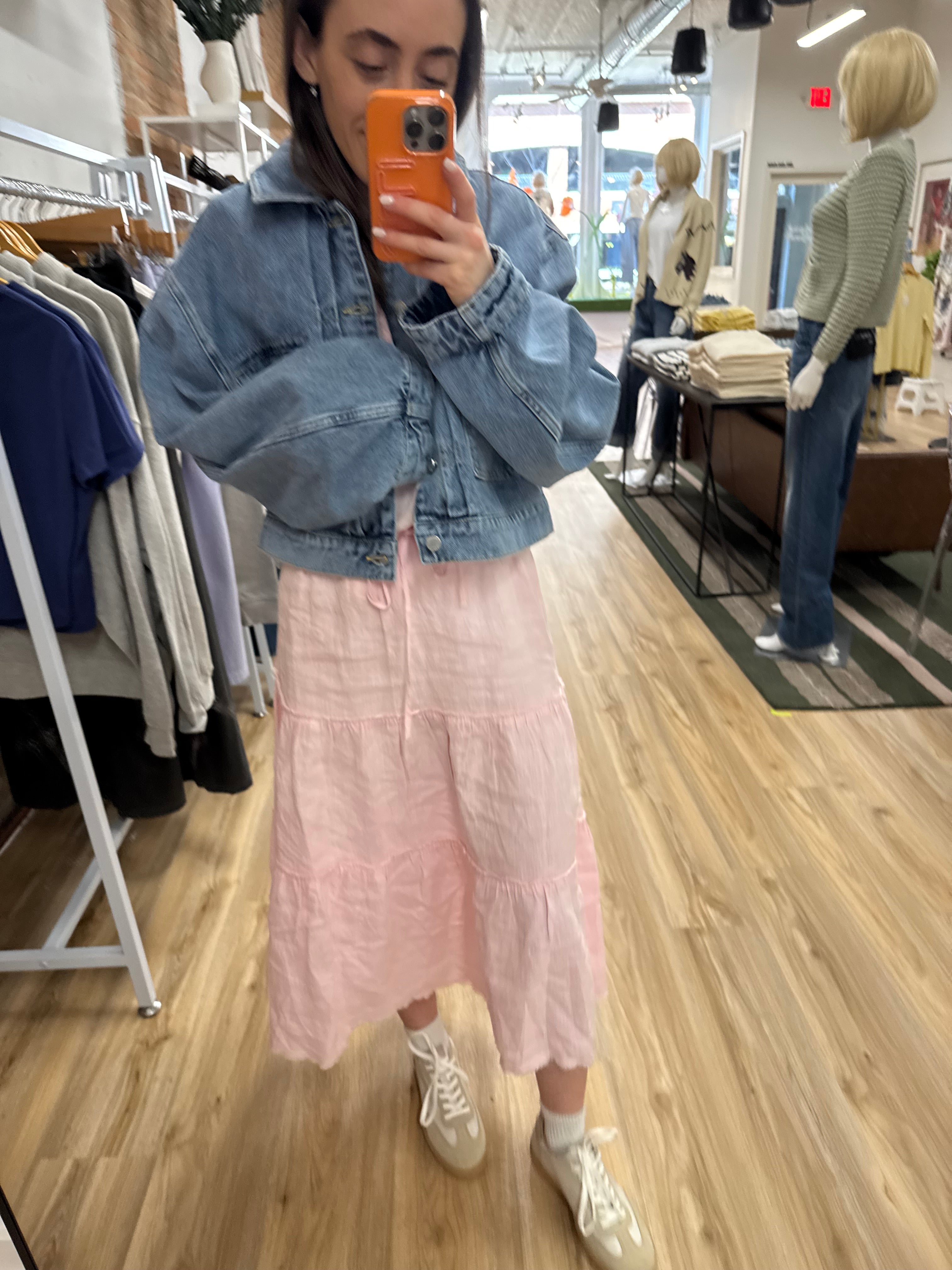 FRAYED TIERED SKIRT