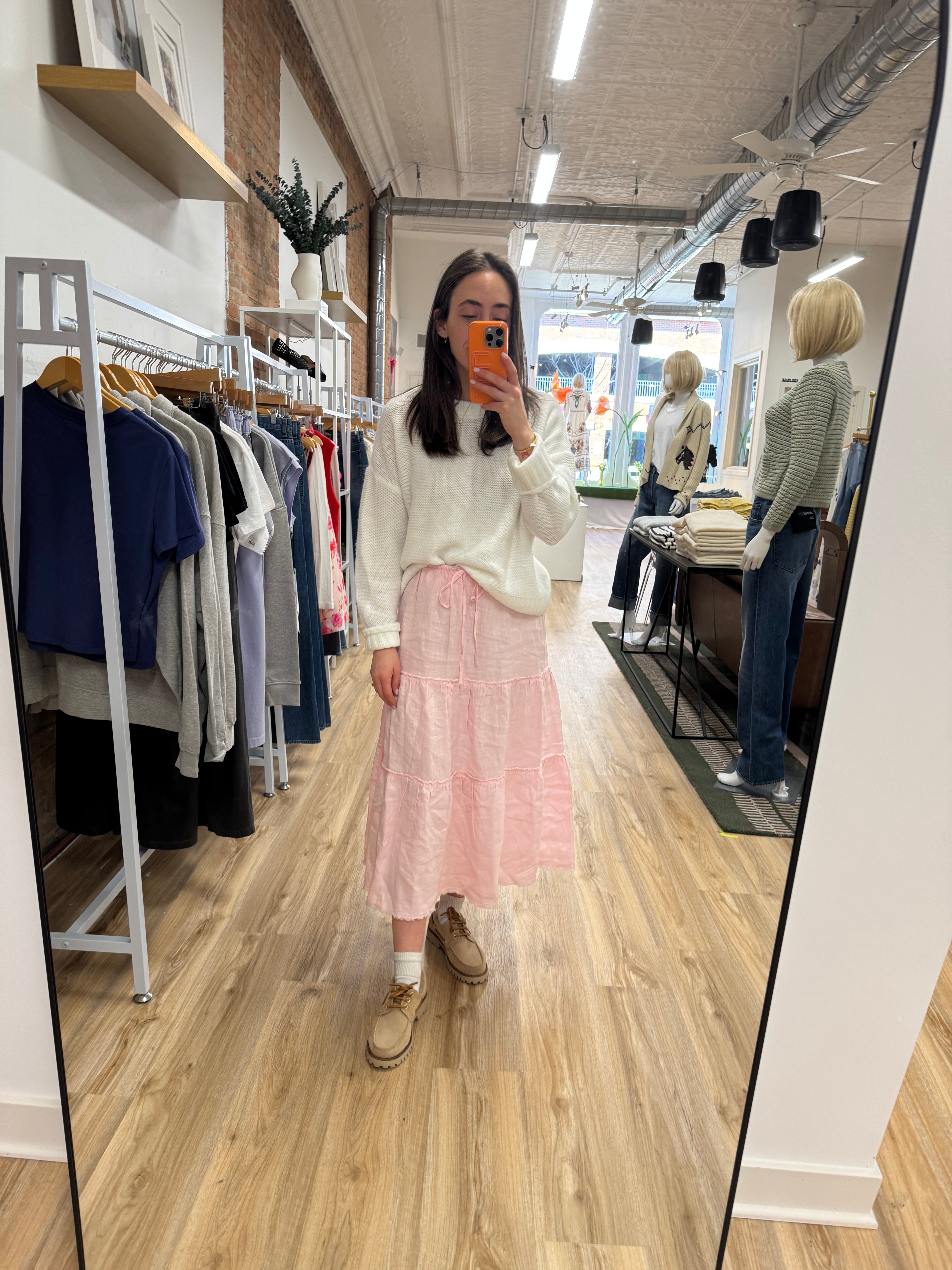 FRAYED TIERED SKIRT