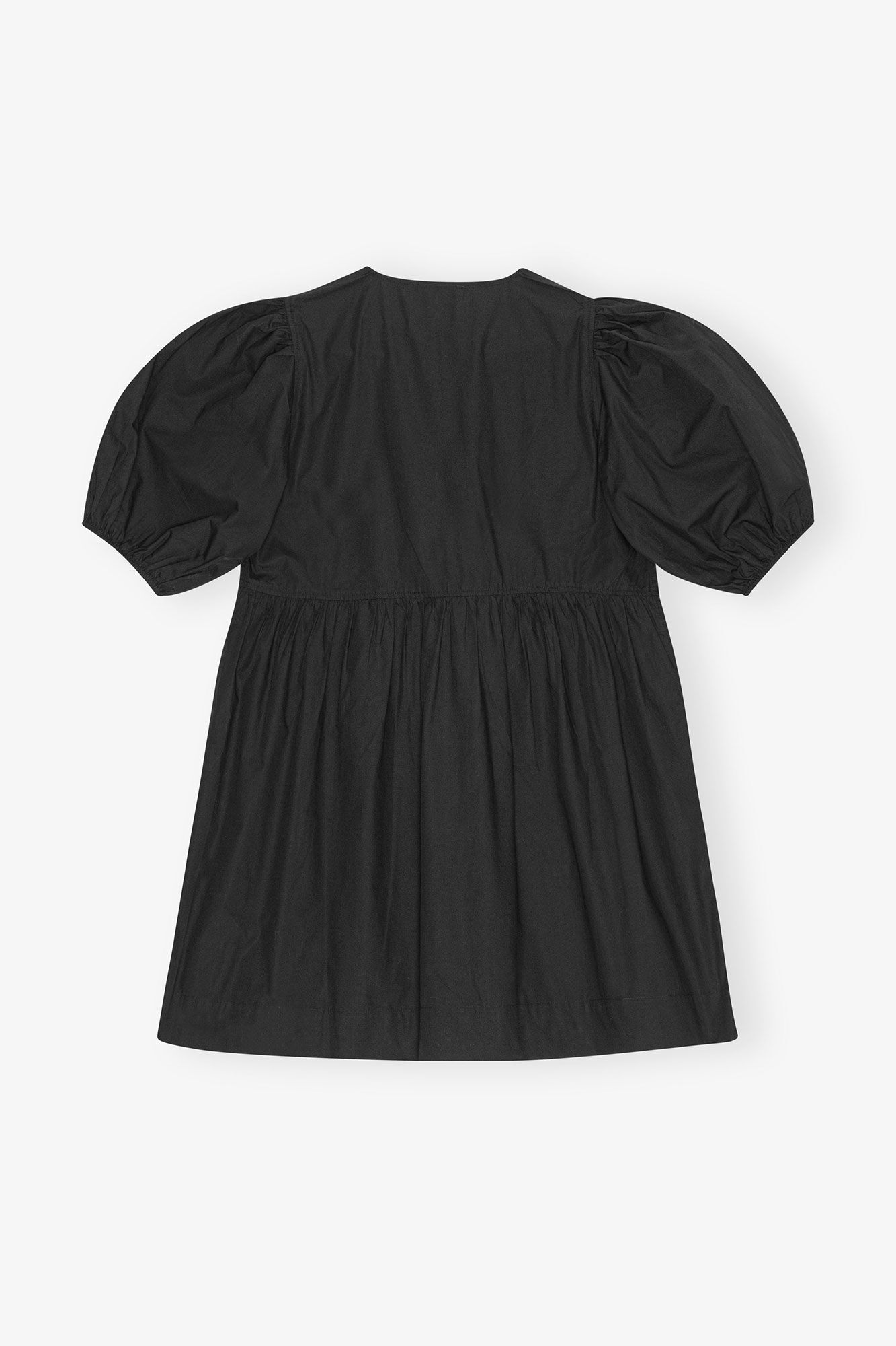 COTTON POPLIN TIE STRING MINI DRESS - BLACK