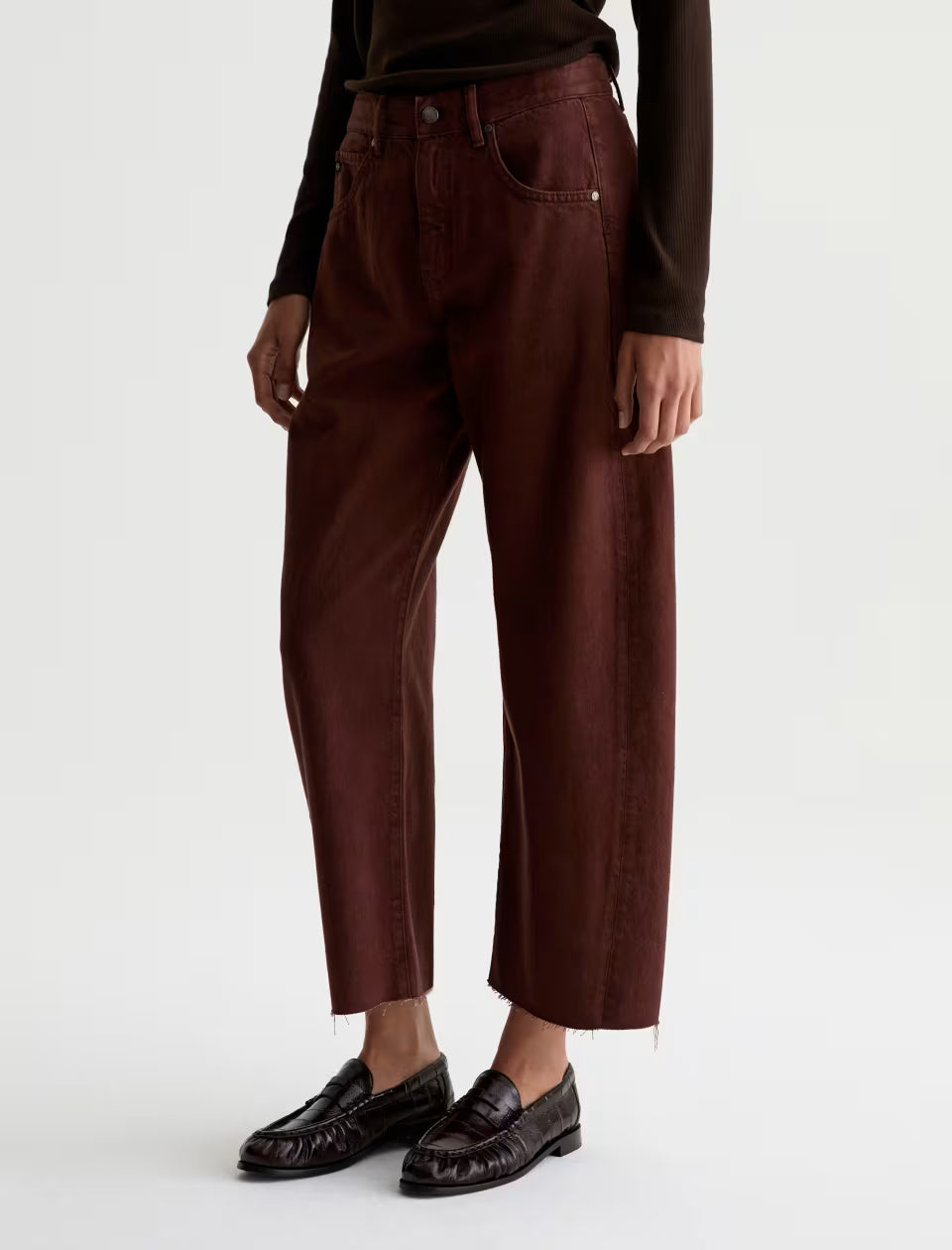 HATTIE CROP - HIGH RISE BARREL - CHESTNUT