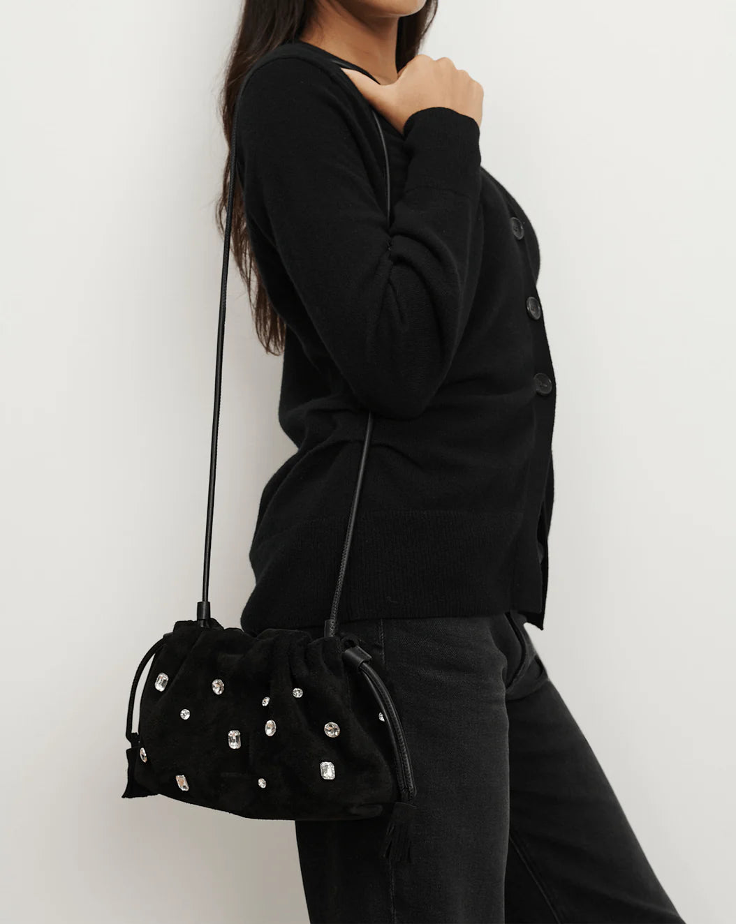 SMALL CRYSTAL VERONICA BEARD STASH BAG - BLACK