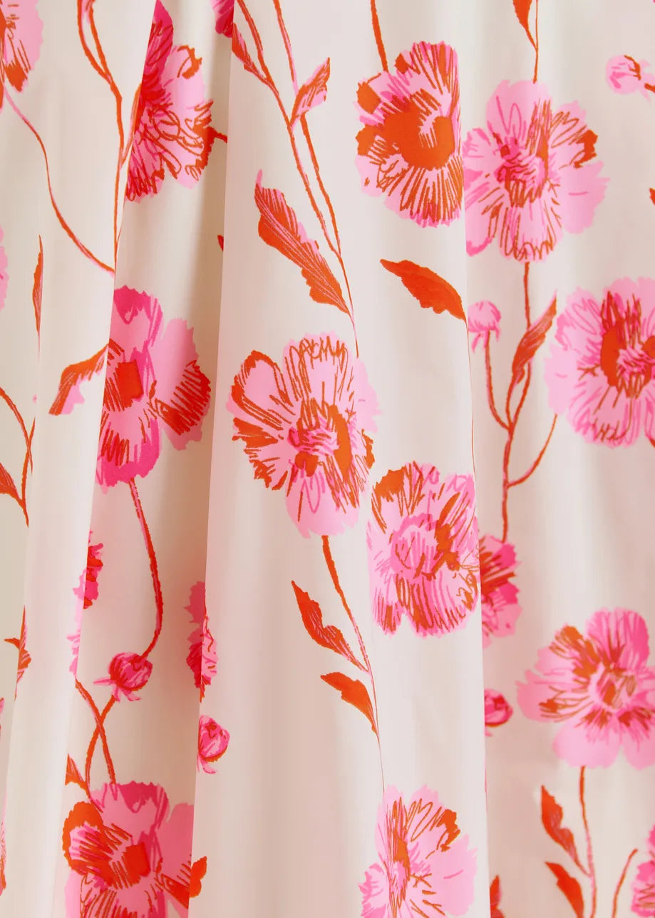 HOSANNA - OFF-WHITE, RED AND PINK PLEATED MAXI SKIRT