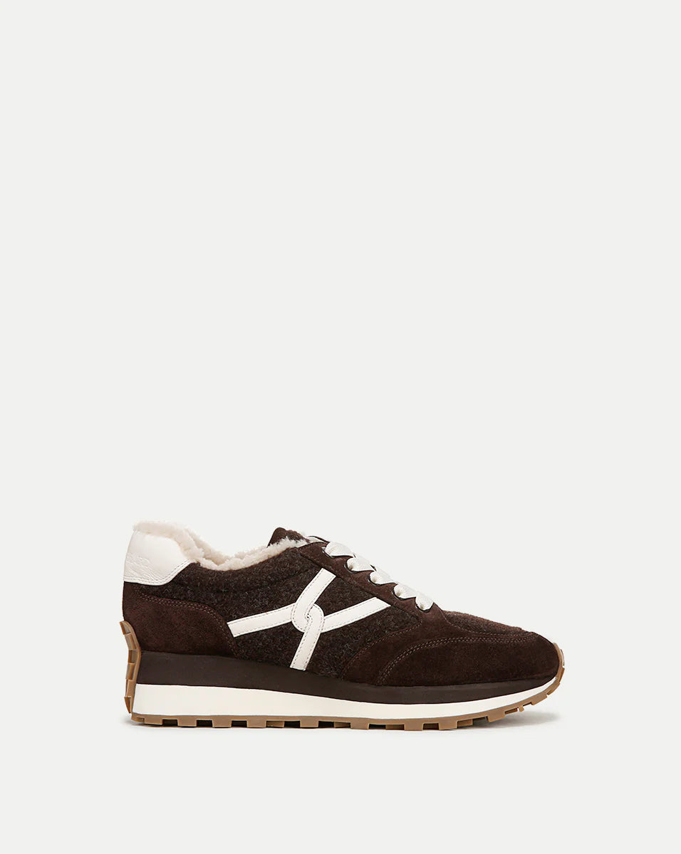 VALENTINA SHEARLING SNEAKER - ESPRESSO