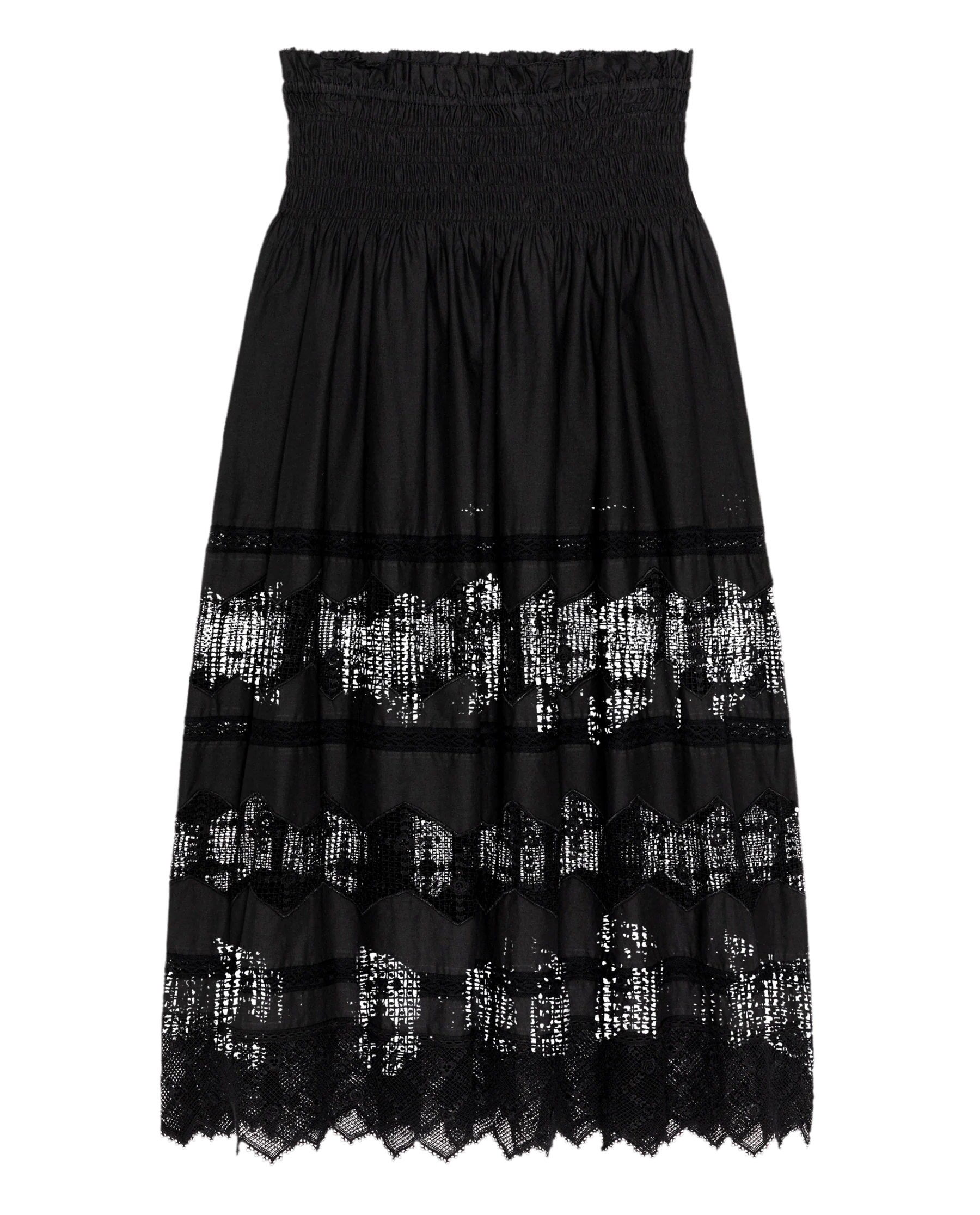 THE ROSETTE CROCHET CANARY SKIRT - BLACK