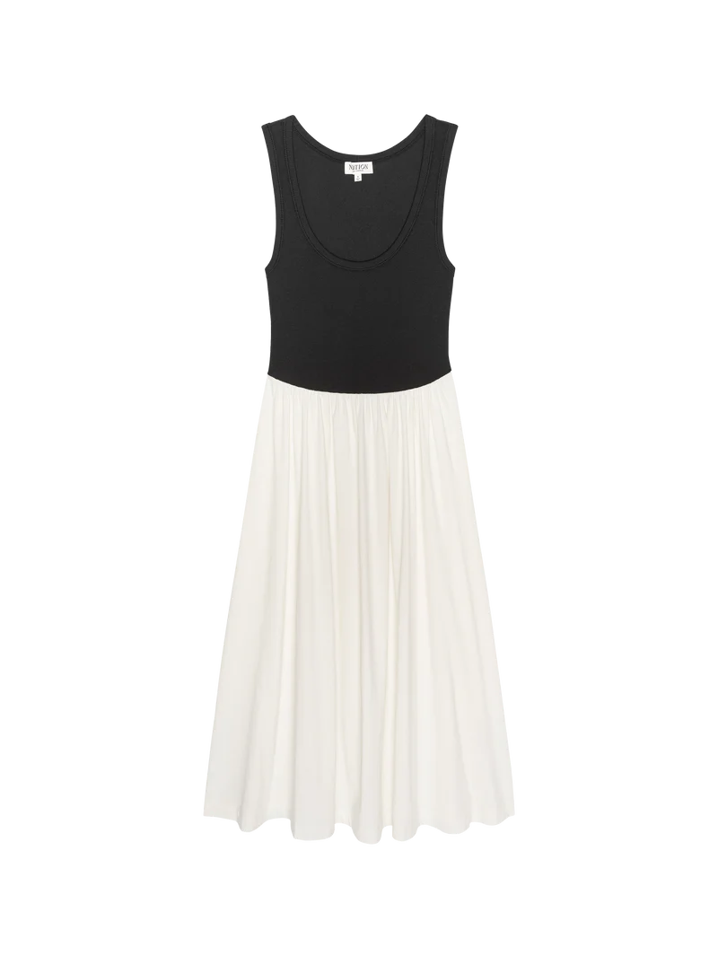 KARLA MIDI DRESS - PORCELIAN COLOR BLOCK