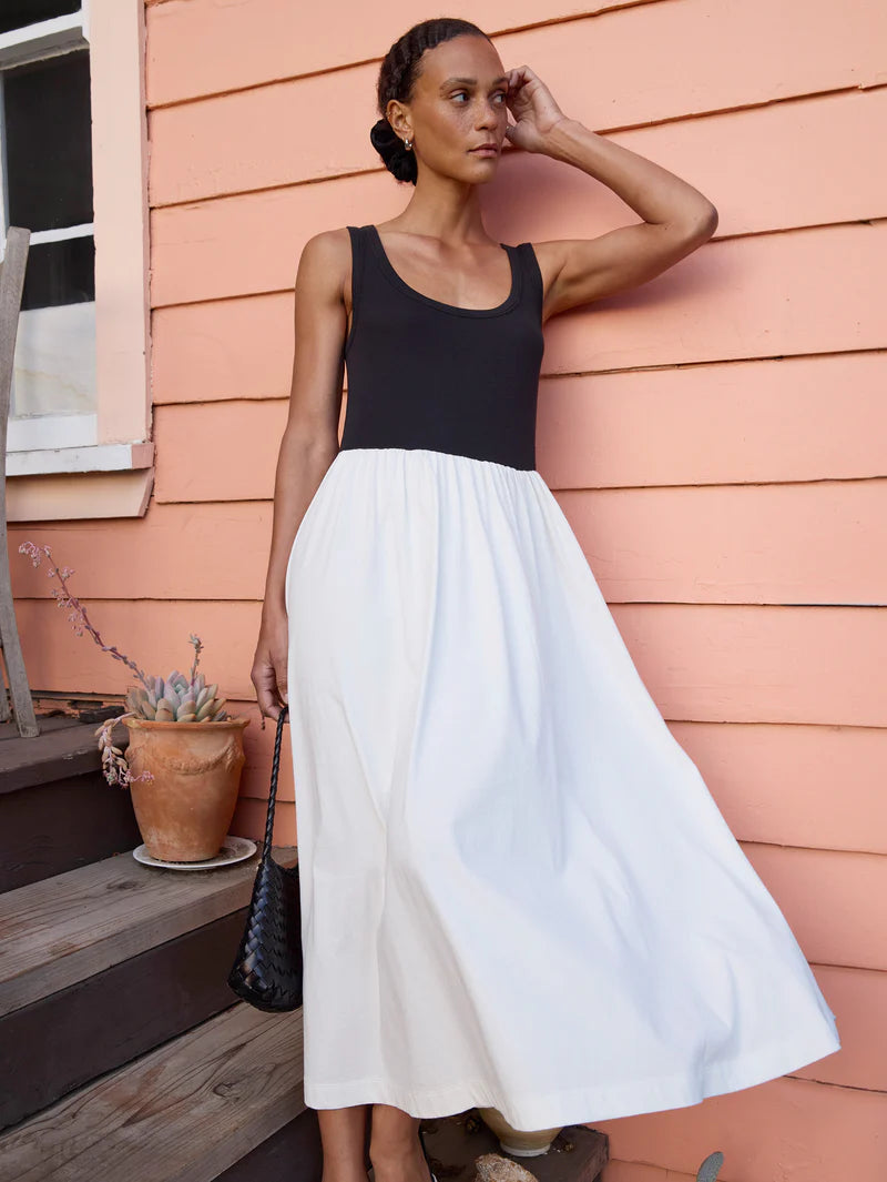 KARLA MIDI DRESS - PORCELIAN COLOR BLOCK