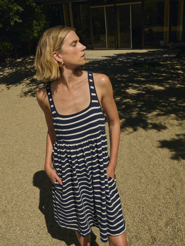Kitty Baby Doll Dress - Navy Playa Stripe L