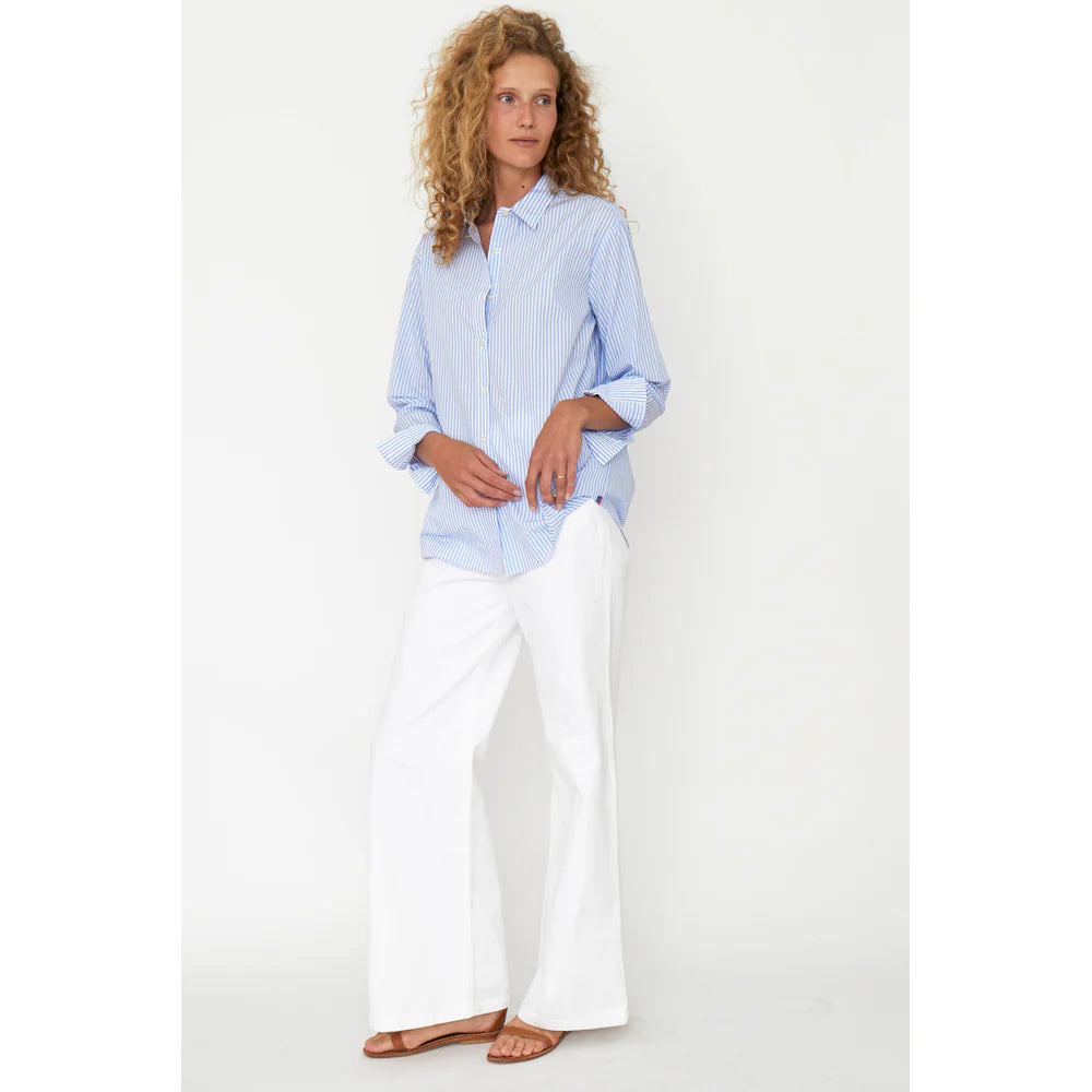THE HUTTON OVERSIZED SHIRT - WHITE/SKY