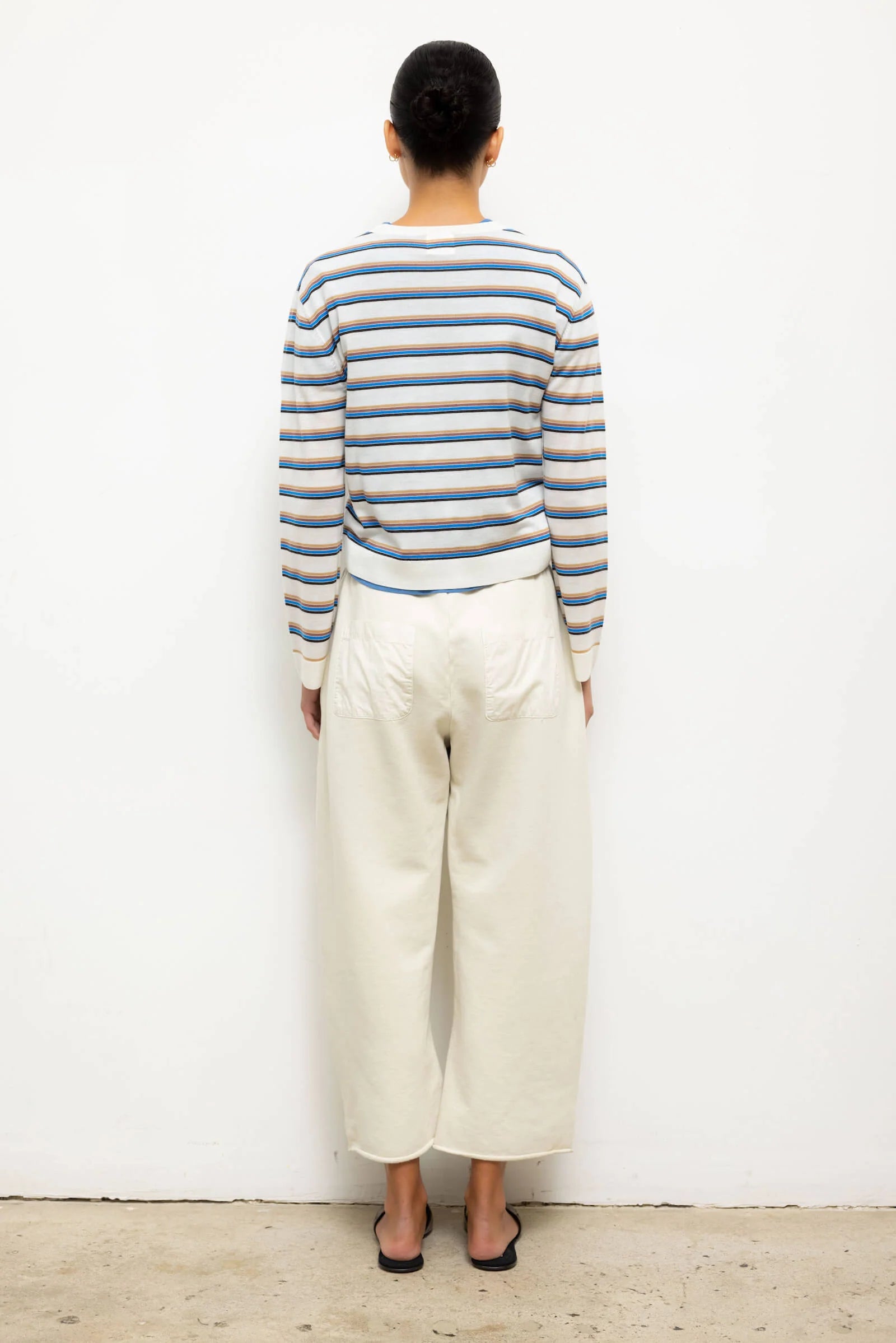 JAMES STRIPE CLASSIC CREW - PARCHMENT CHOCO LESET BLUE STRIPE