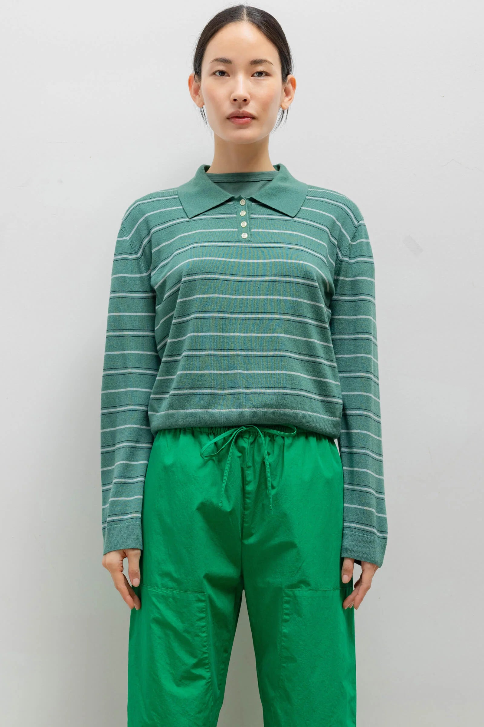 JAMES STRIPE POLO - BASIL STRIPE