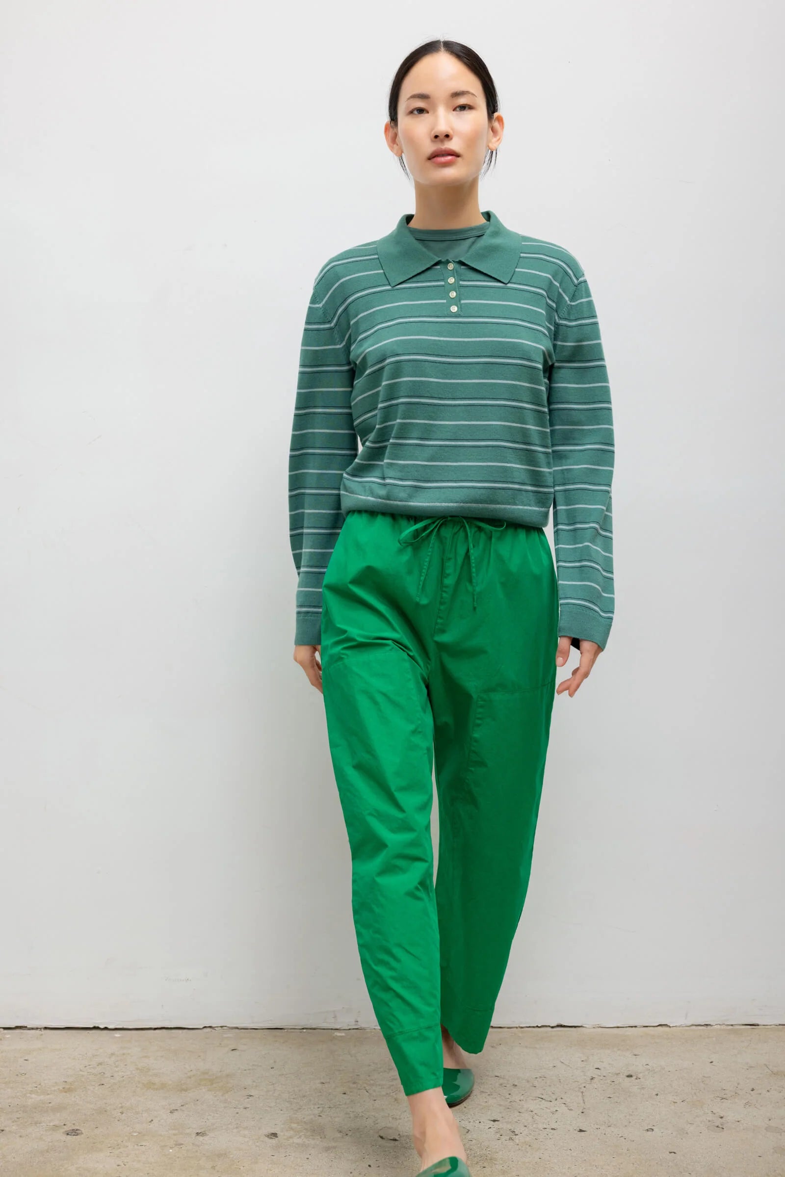 JAMES STRIPE POLO - BASIL STRIPE