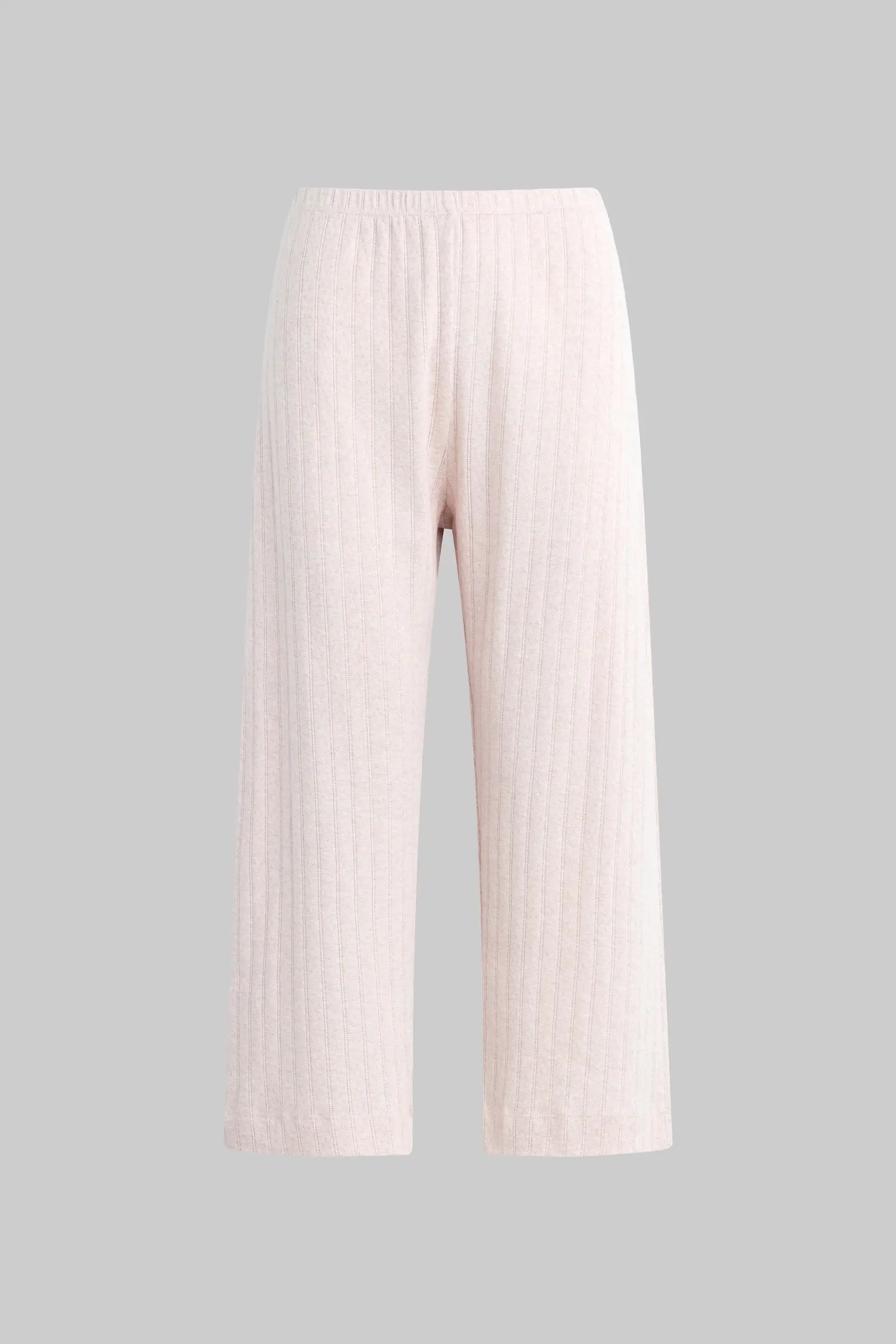 POINTELLE CROP WIDE LEG PANT - PETAL MELANGE