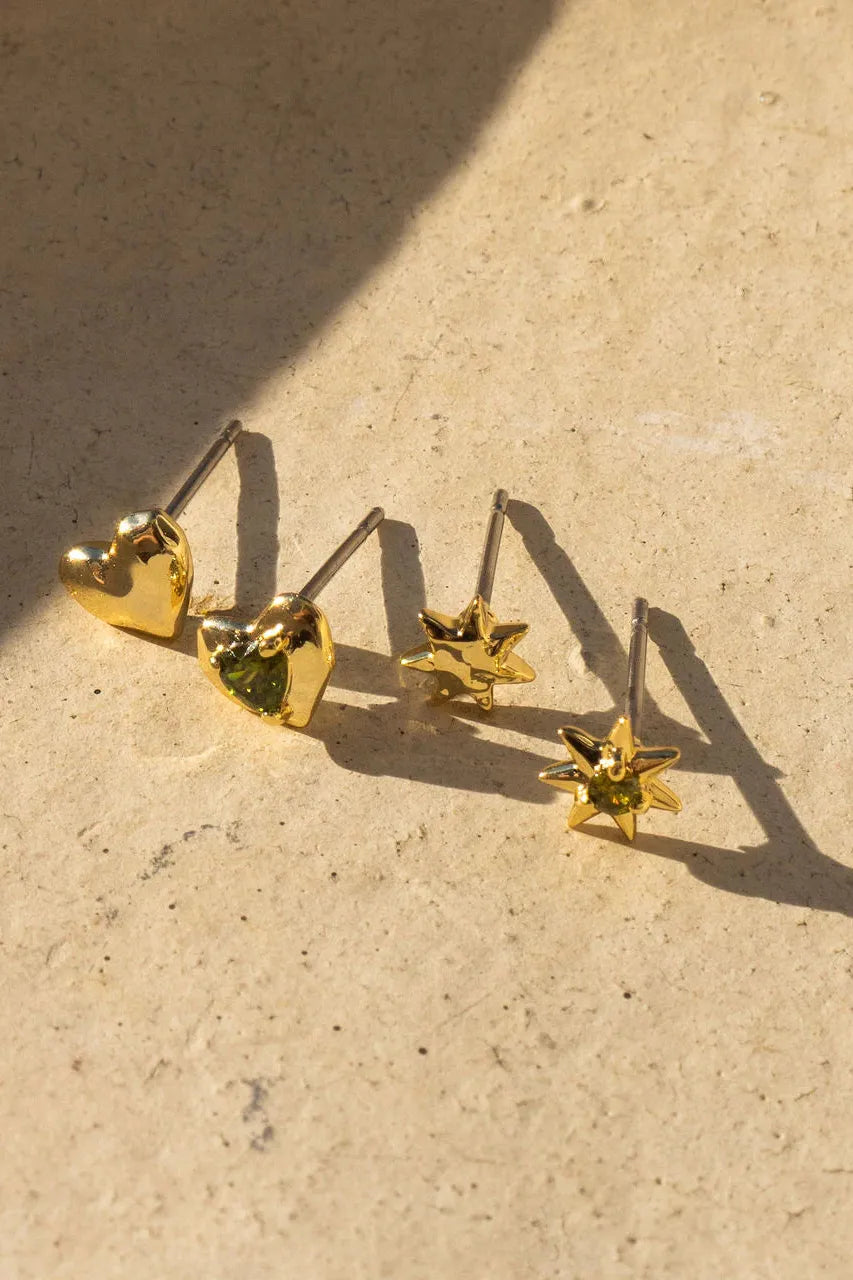 MOLTEN HEART STUDS SET - GOLD