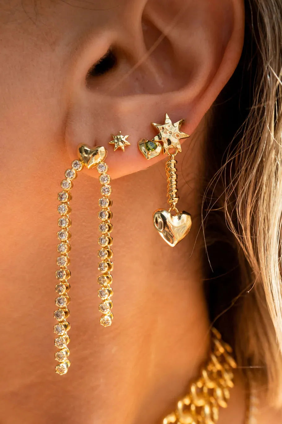 MOLTEN HEART STUDS SET - GOLD