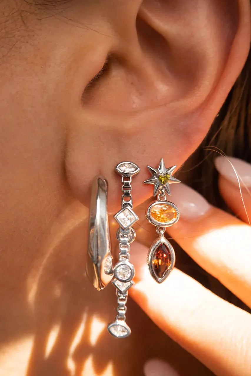 THE STARRY STONE STUDS - SILVER