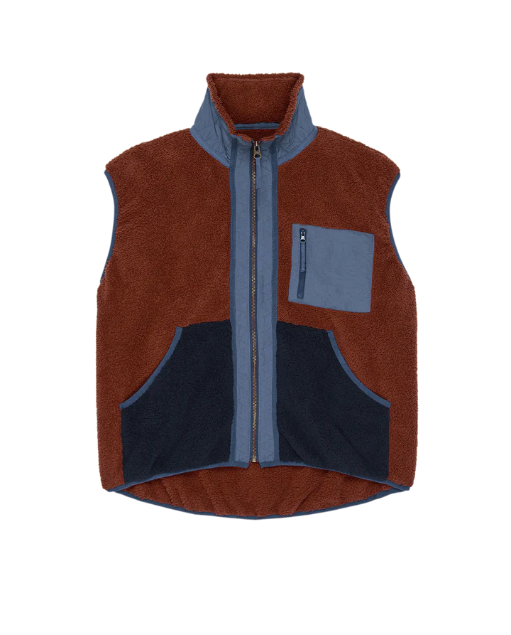 THE PLUSH TUNDRA VEST - CHOCOLATE & NAVY