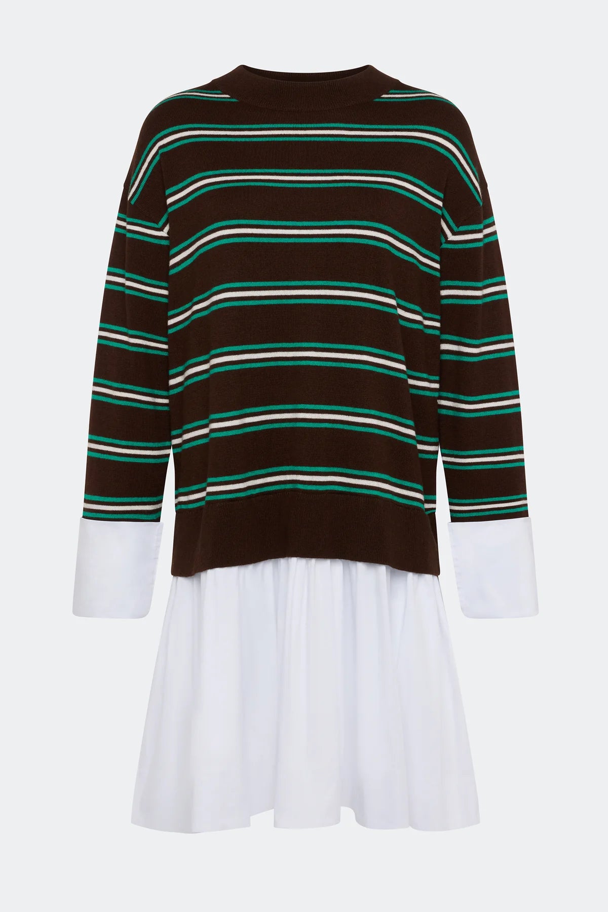 PIP POPLIN COMBO DRESS - ZINGY GREEN & BROWN