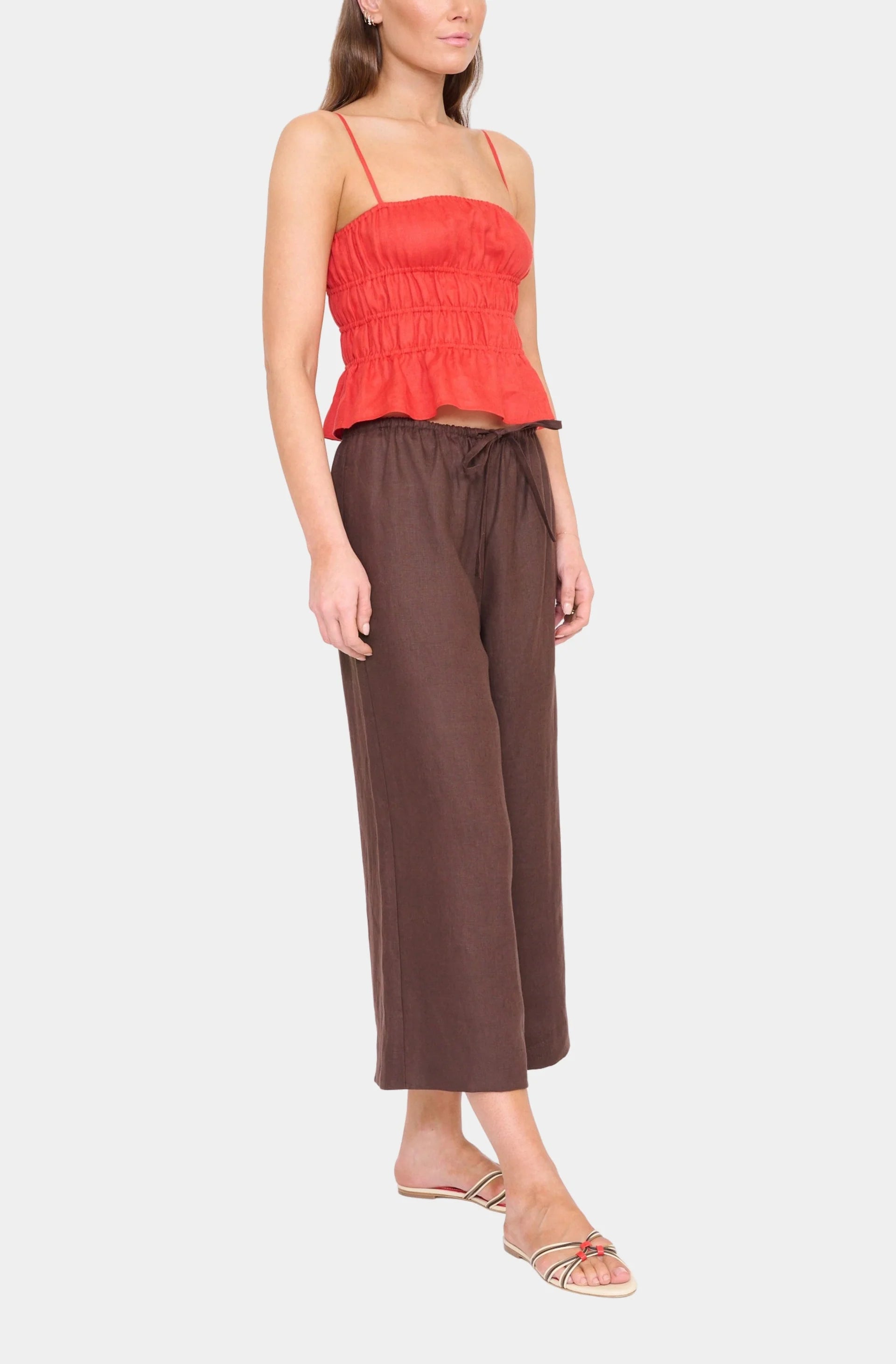 MATEO LINEN CROPPED PANT - ROOT