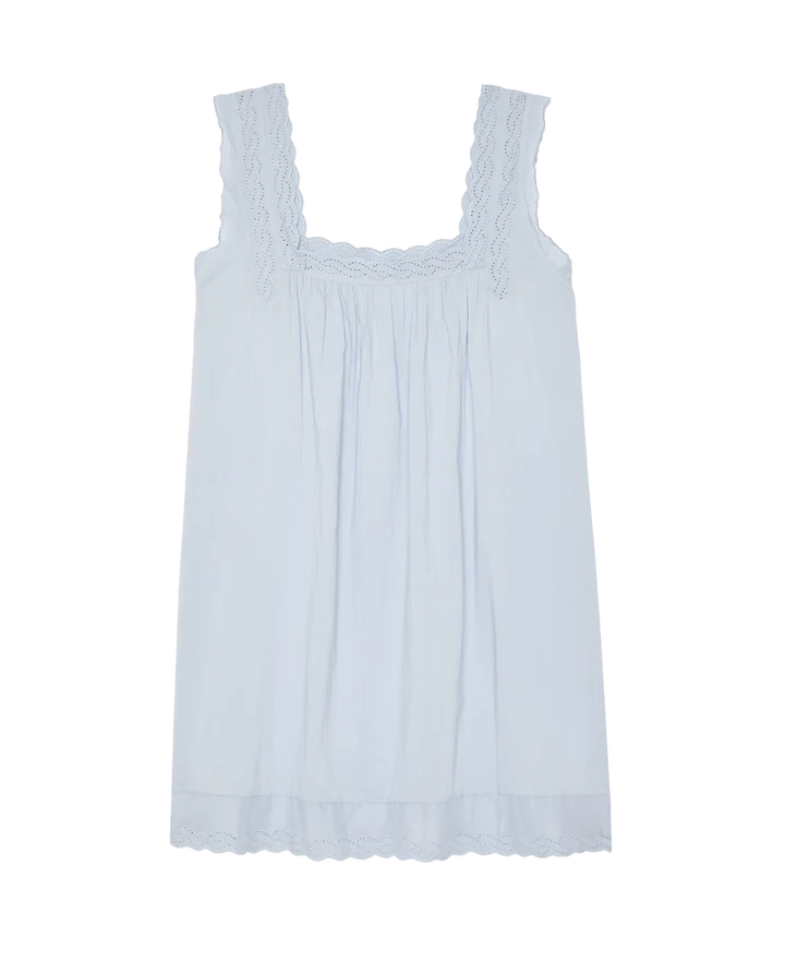 THE EYELET MINI TANK DRESS - RAINWATER