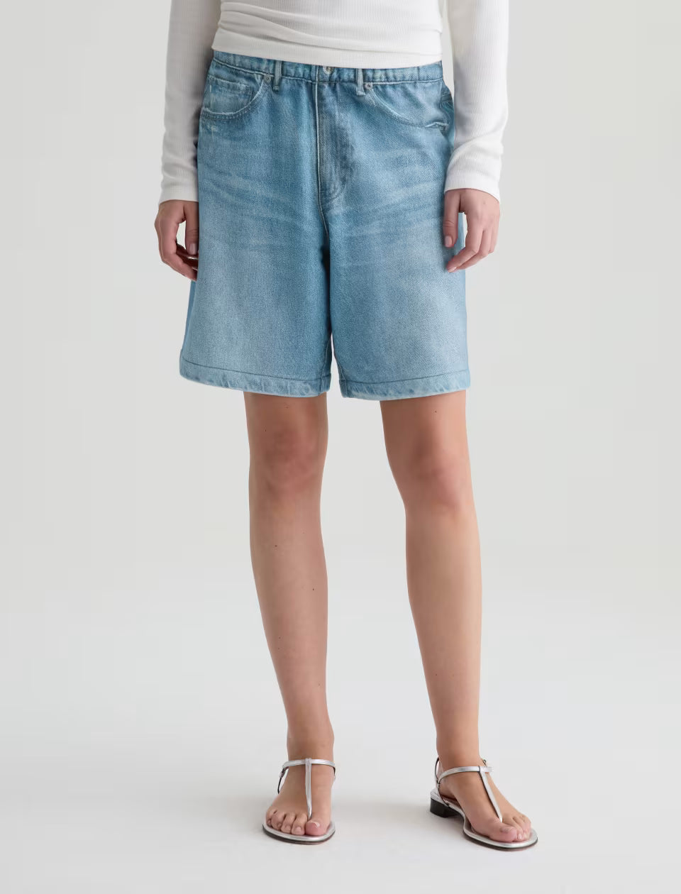 EX-BOYFRIEND OFF-DUTY DENIM SWEATSHORT - SPLASH